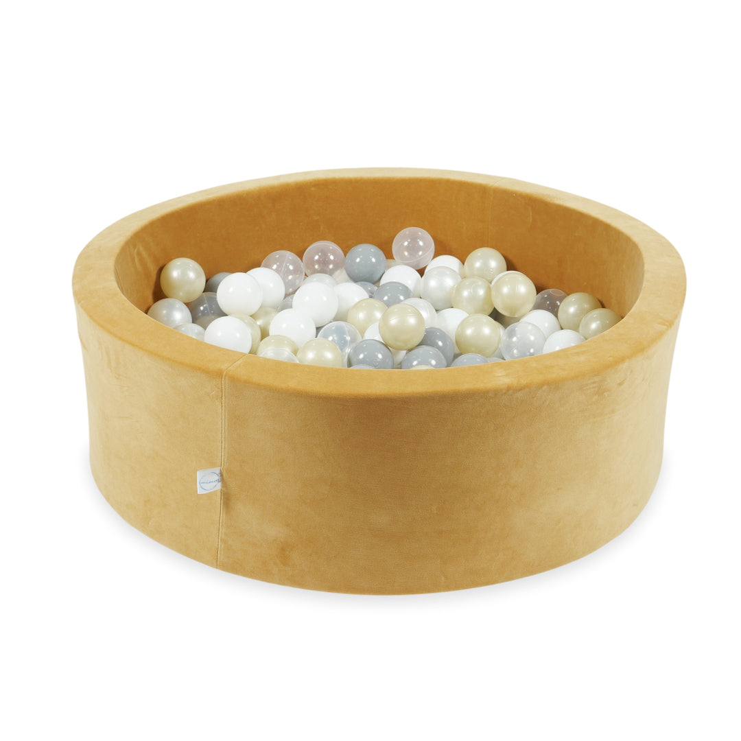 Piscine à balles en velvet soft carmel 90x30 cm avec 200 balles