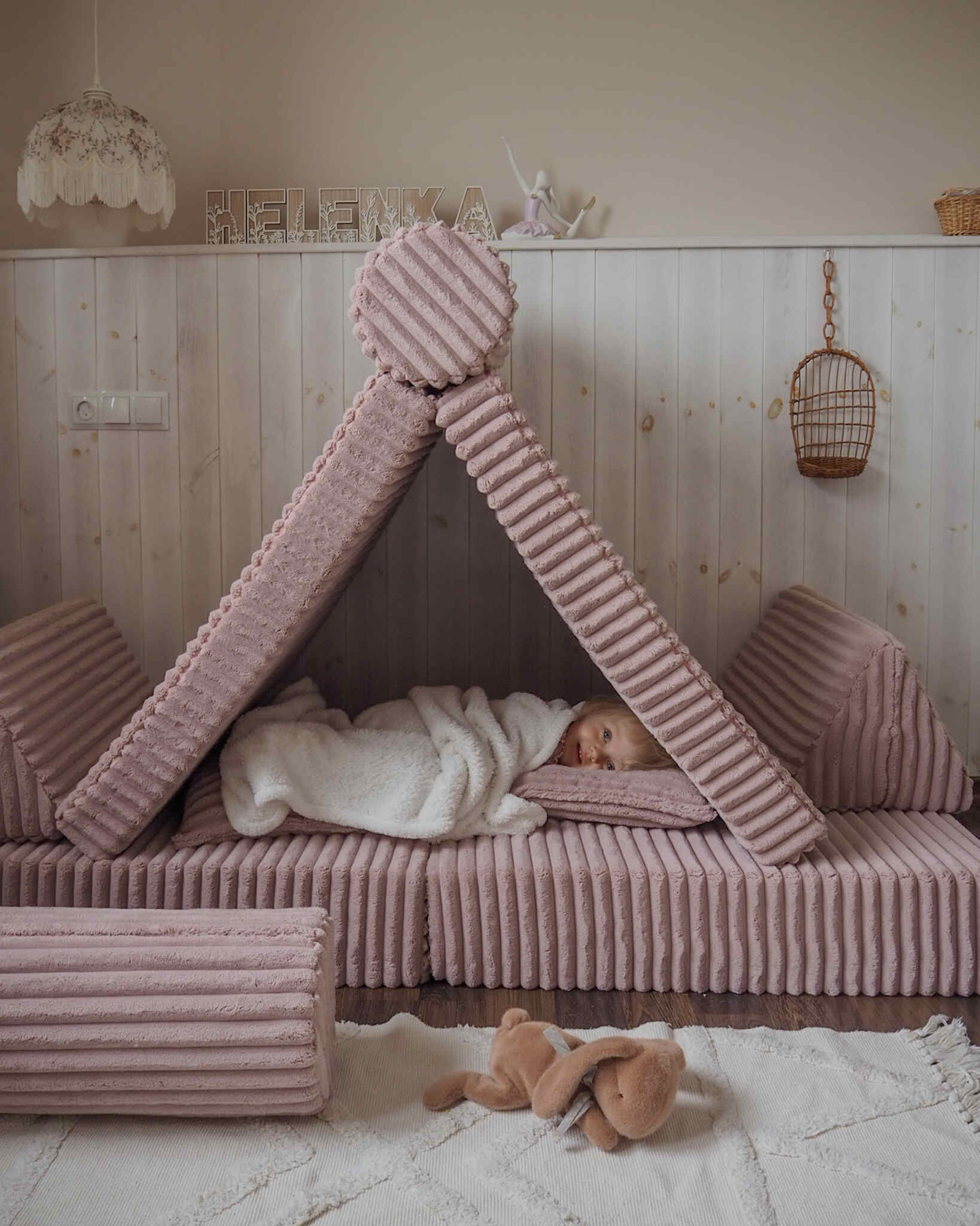 Canapé de jeu Montessori de luxe Tissu gaufré