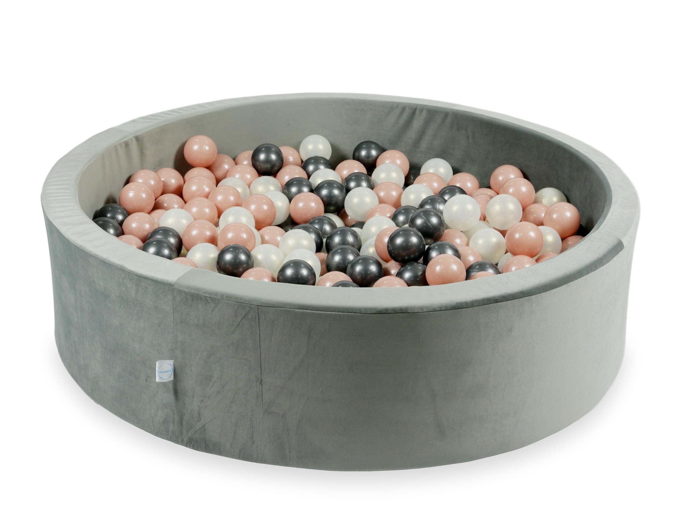 Piscine à balles en velours velvet gris 110x30 cm avec 400 balles
