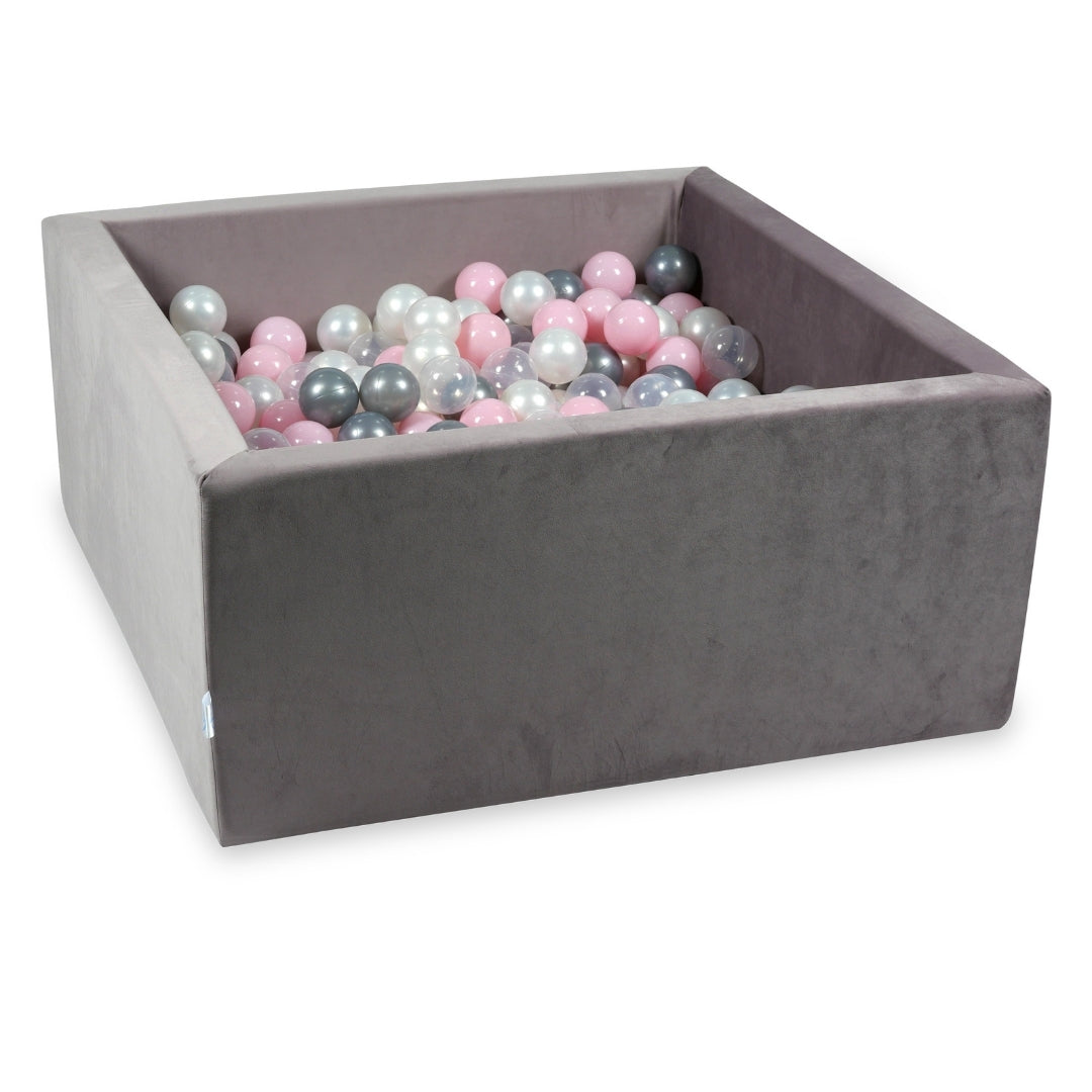 Piscine à balles carrée 90x90x40 cm en velours velvet Lilac, 400 balles