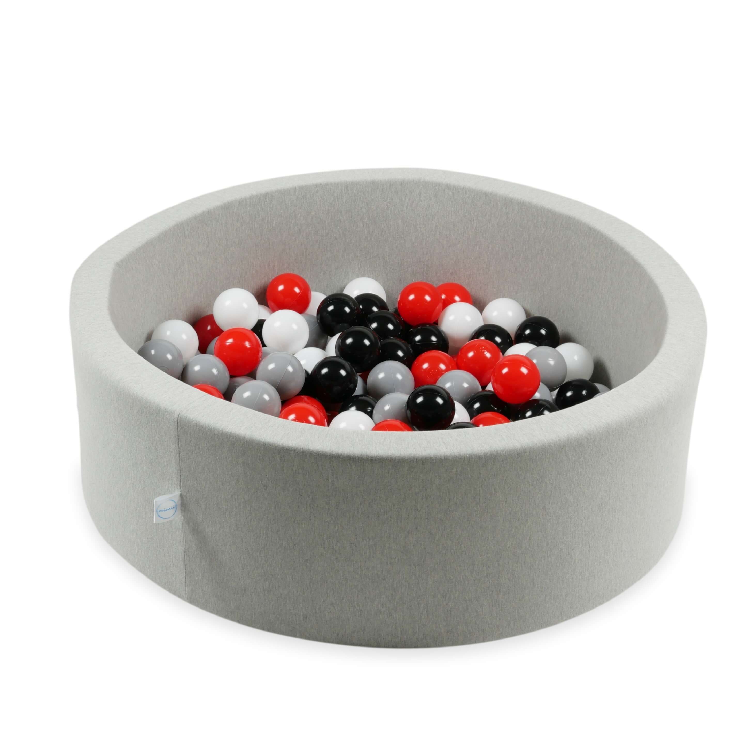 Balles de jeu ø7cm 50 pièces blanc, rouge, noir, gris