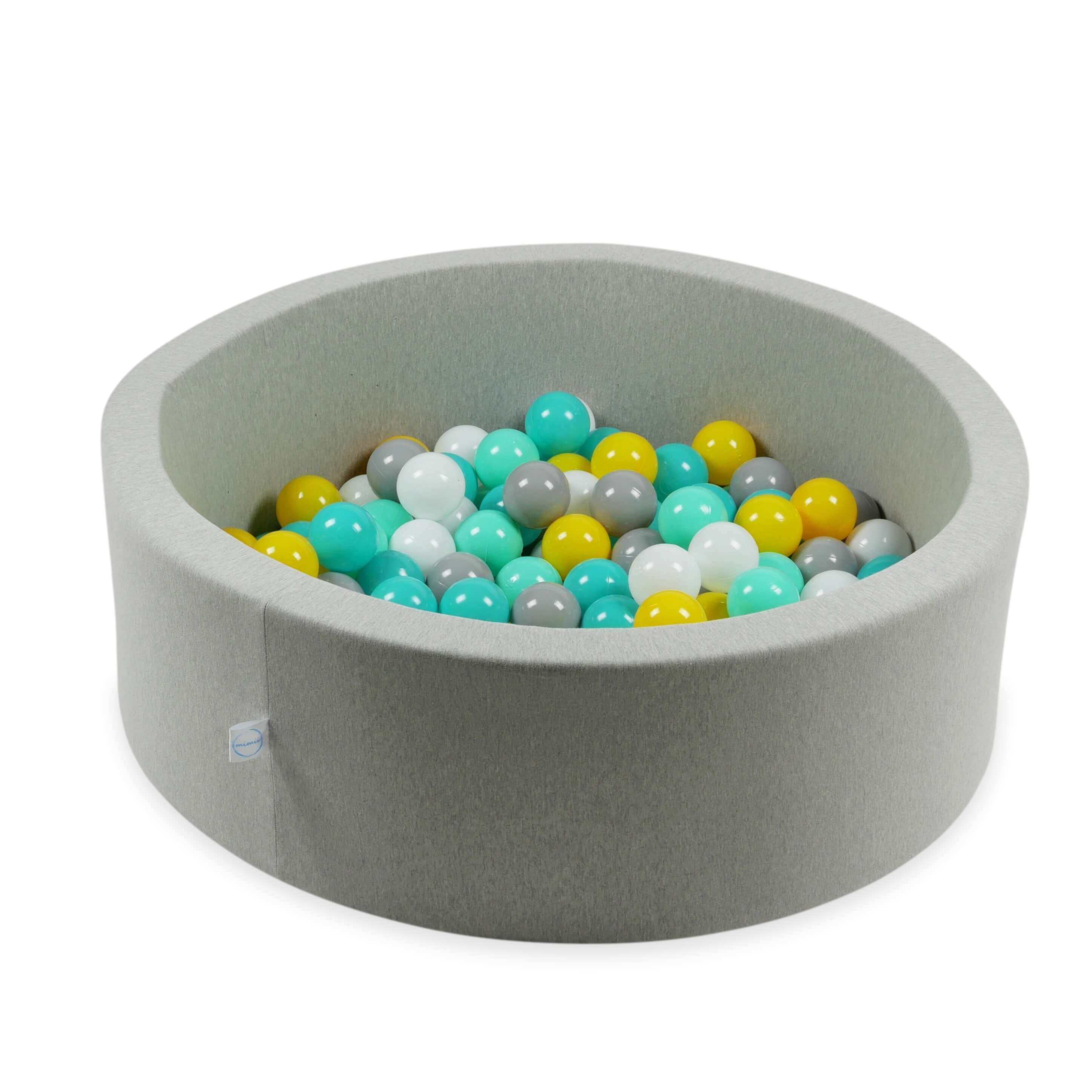 Balles de jeu ø7cm 150 pièces jaune, menthe, turquoise, blanc, gris