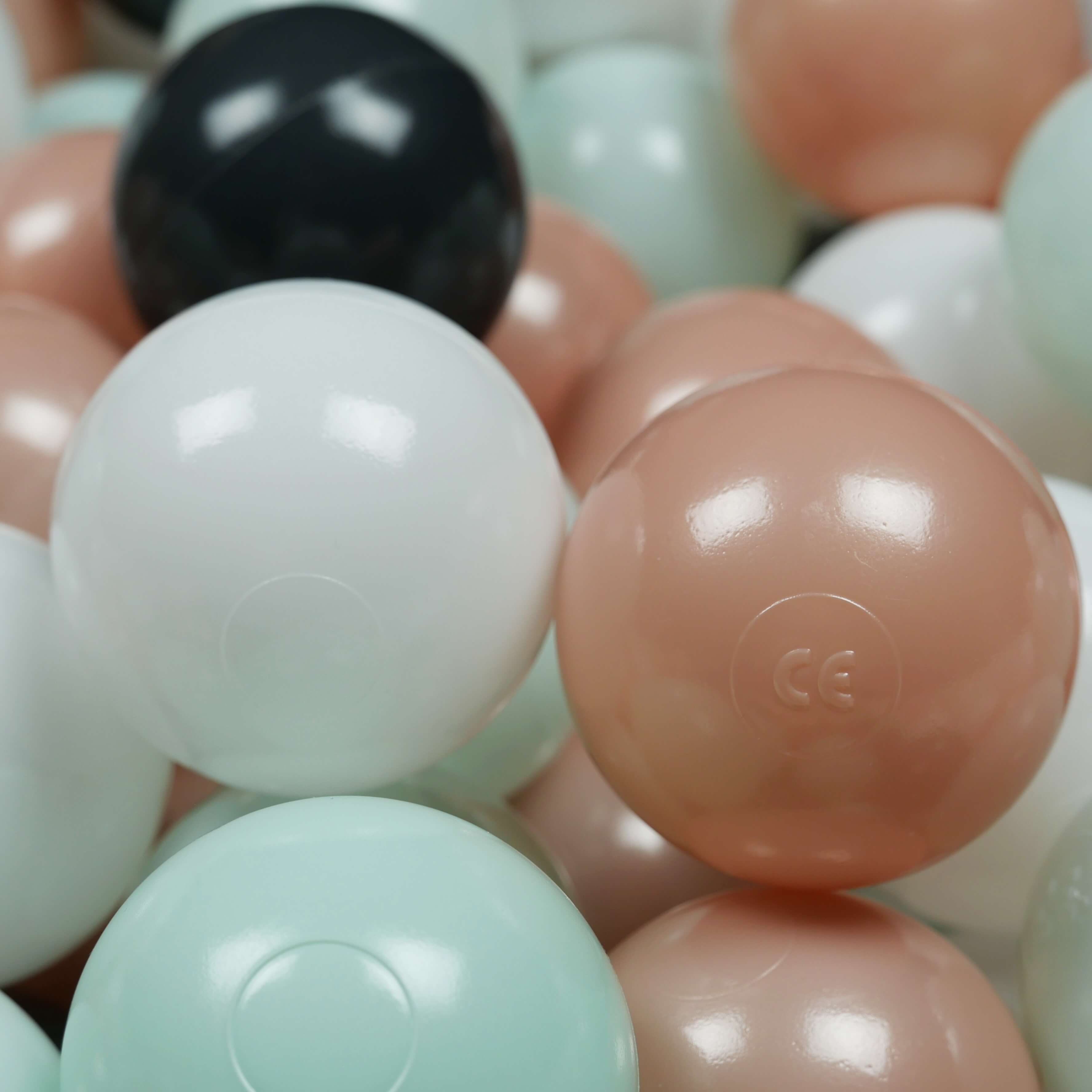 Balles de jeu ø7cm 150 pièces blanc, graphite, rose dore, menthe claire