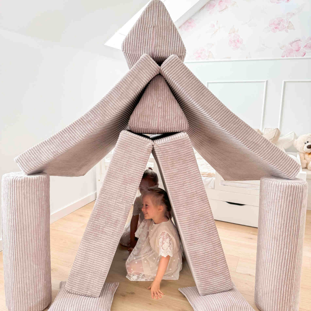 Canapé de jeu Montessori Confort en velours côtelé rose clair