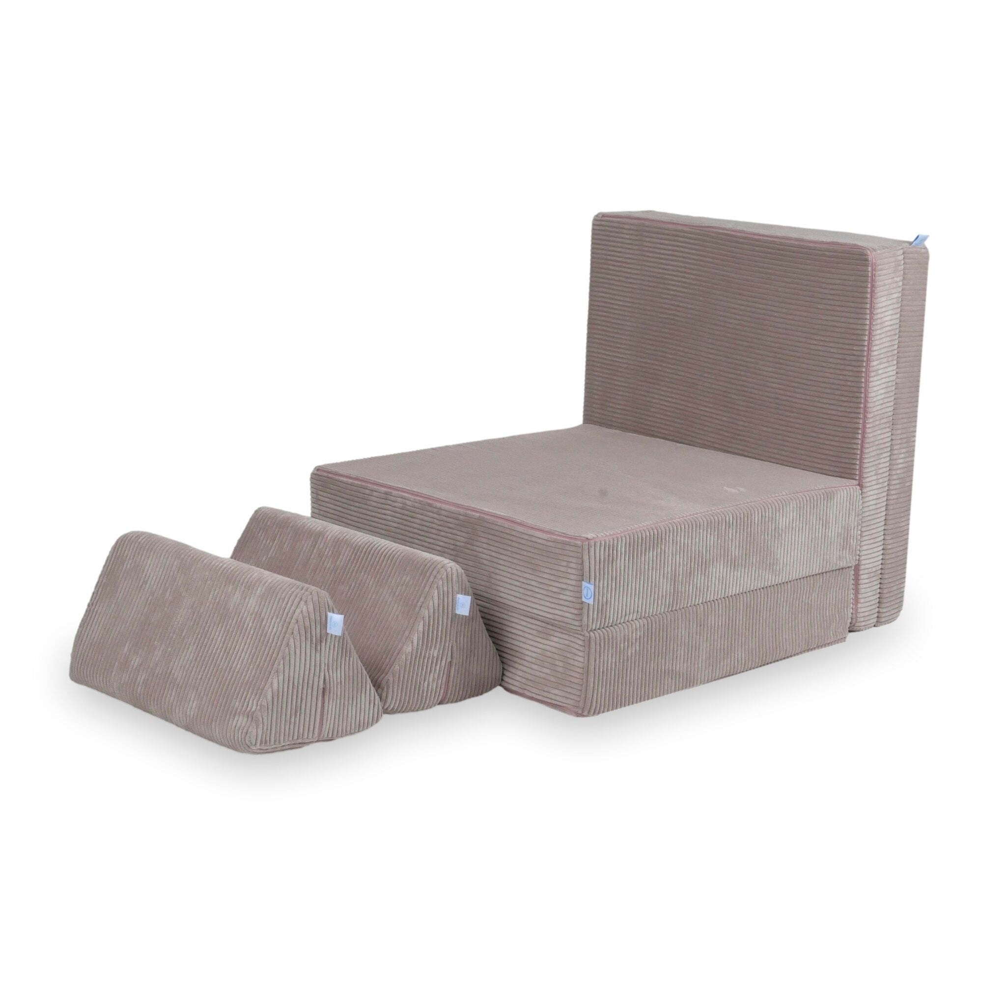 Canapé de jeu Montessori en velours côtelé rose clair