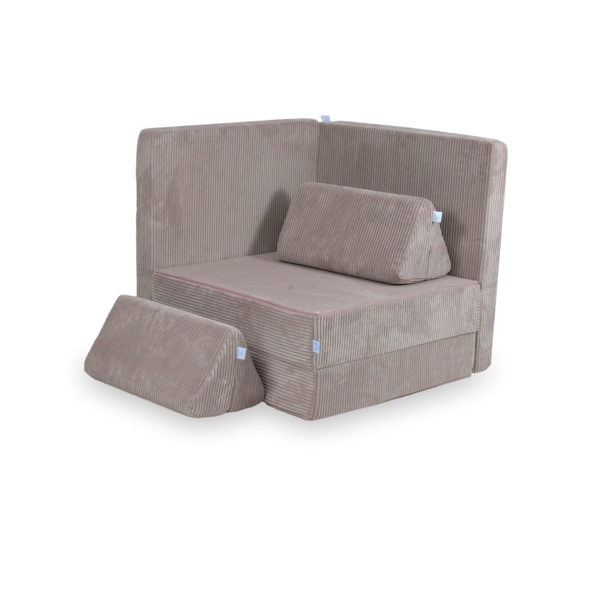 Canapé de jeu Montessori en velours côtelé rose clair