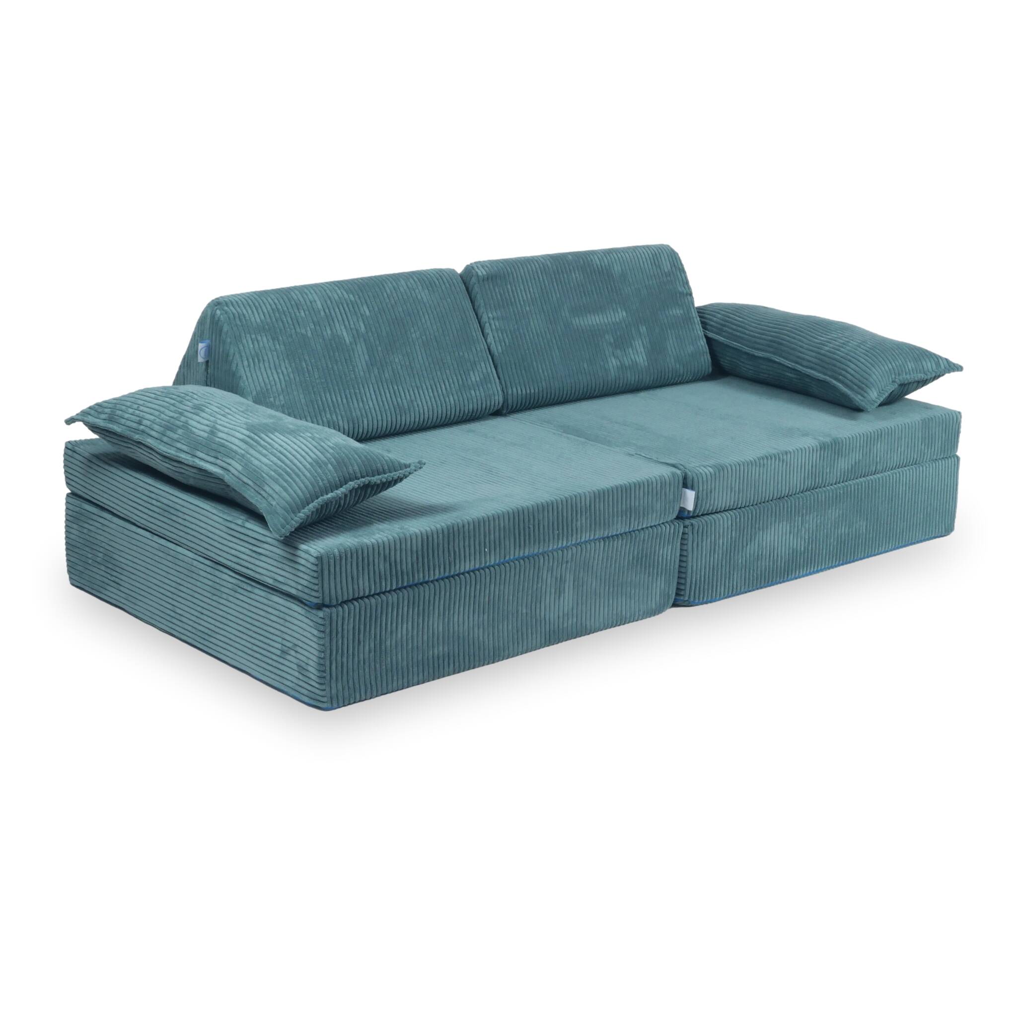 Canapé de jeu Montessori de luxe en velours côtelé bleu