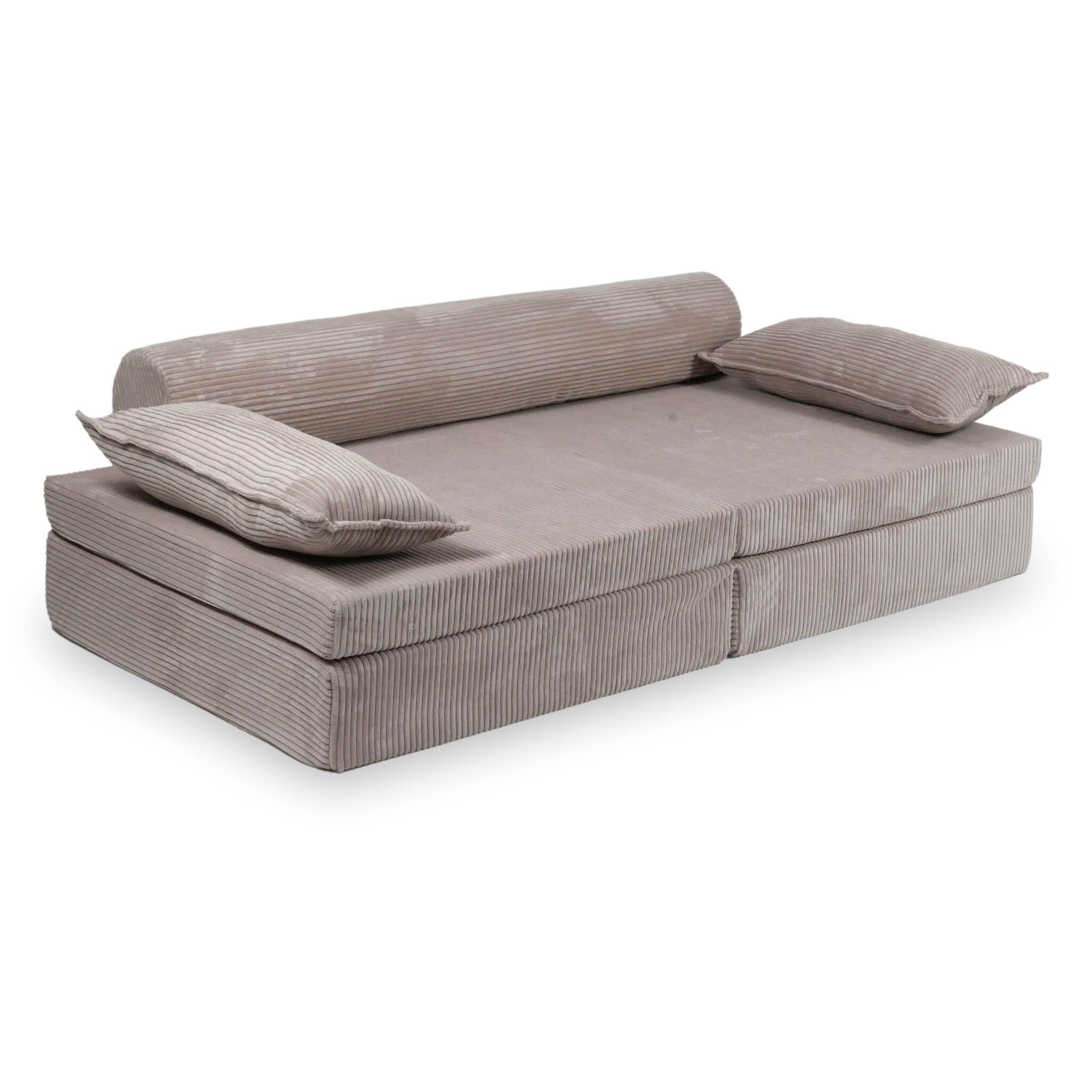 Canapé de jeu Montessori de luxe en velours côtelé rose clair