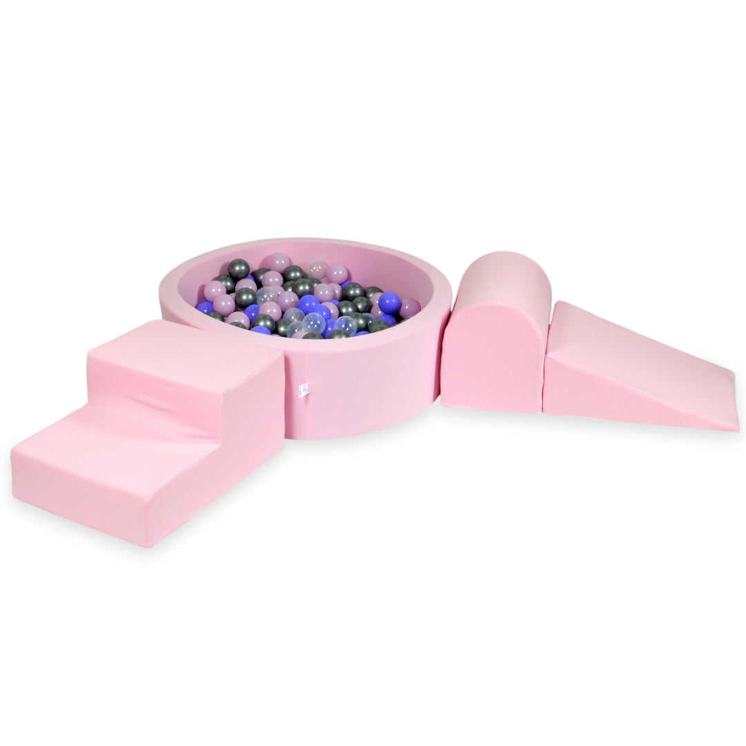 Aire de jeux en mousse avec piscine ronde 90x30 rose poudré + 200 balles