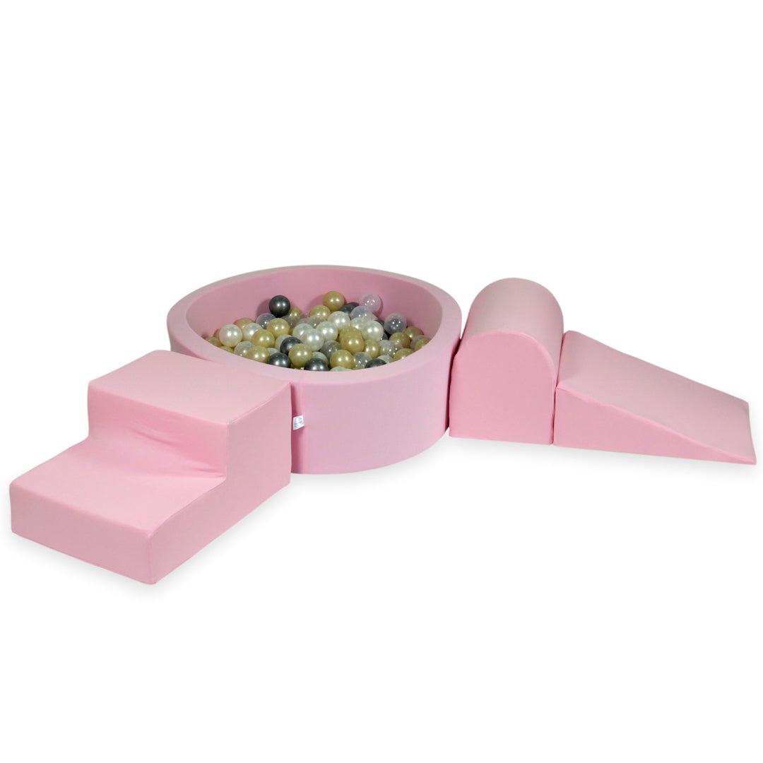 Aire de jeux en mousse avec piscine ronde 90x30 rose poudré + 200 balles