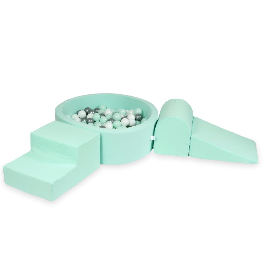 Aire de jeux en mousse avec piscine ronde 90x30 menthe + 200 balles