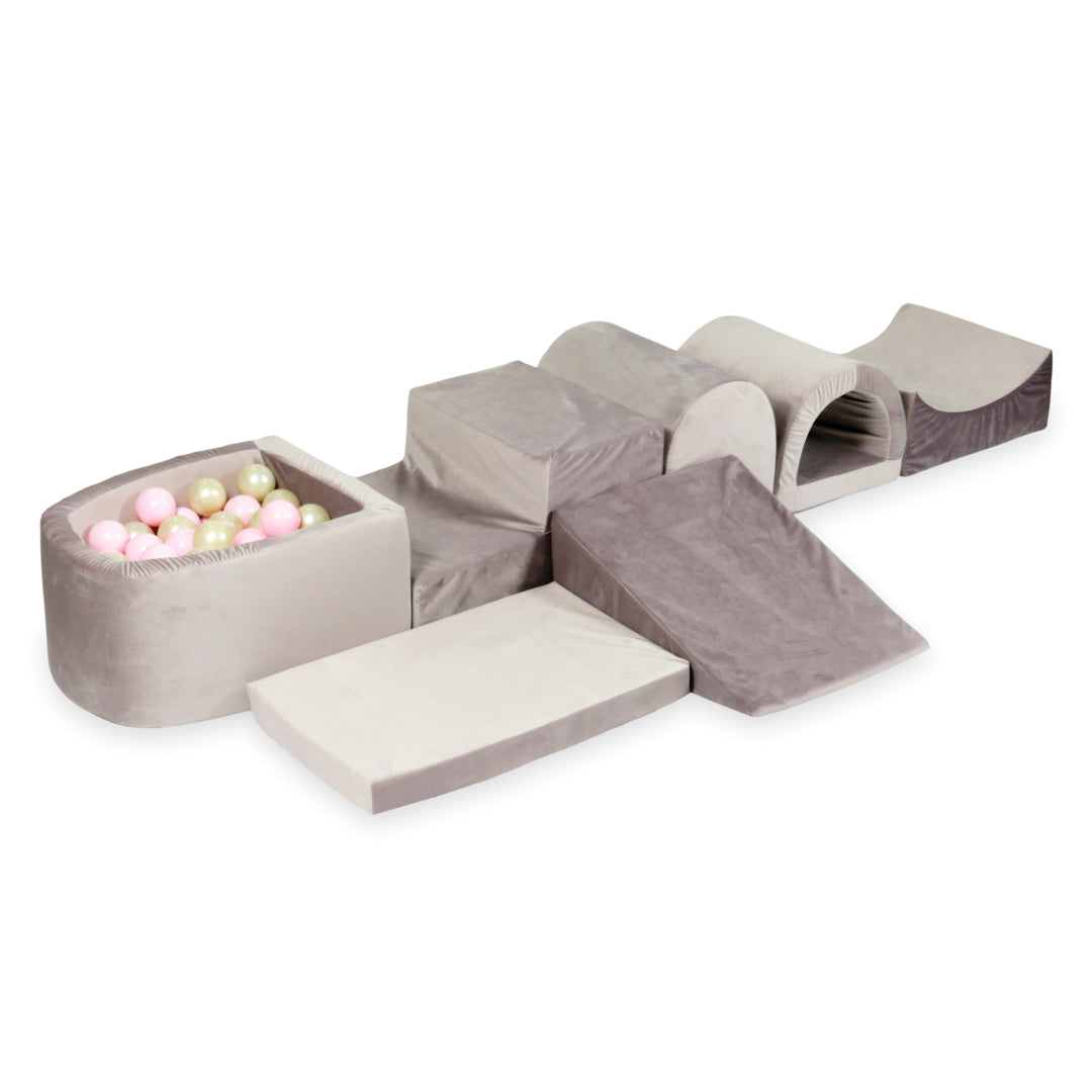 Plus grande aire de jeux en mousse avec piscine micro velvet lilac + 100 balles