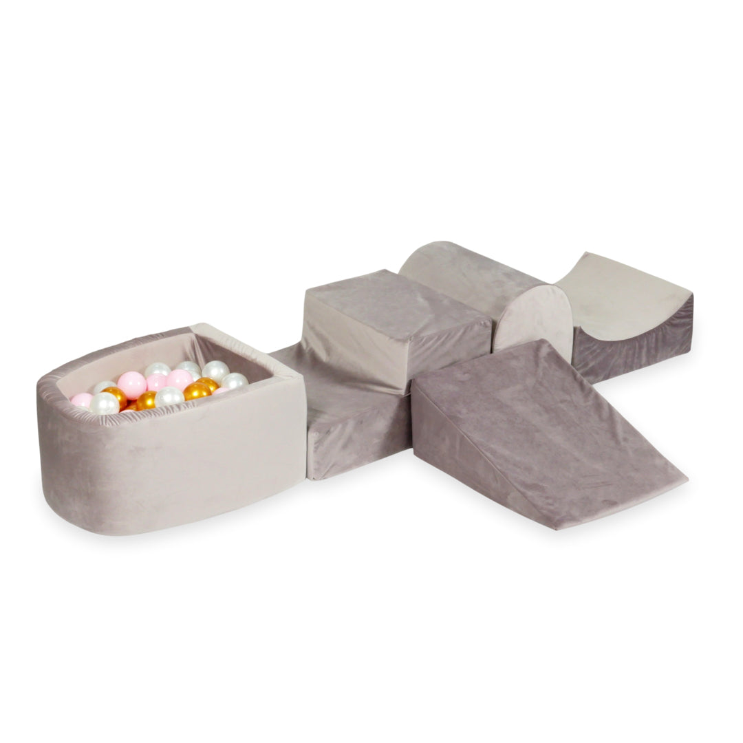 Aire de jeux en mousse avec colline et piscine micro velvet lilac + 100 balles