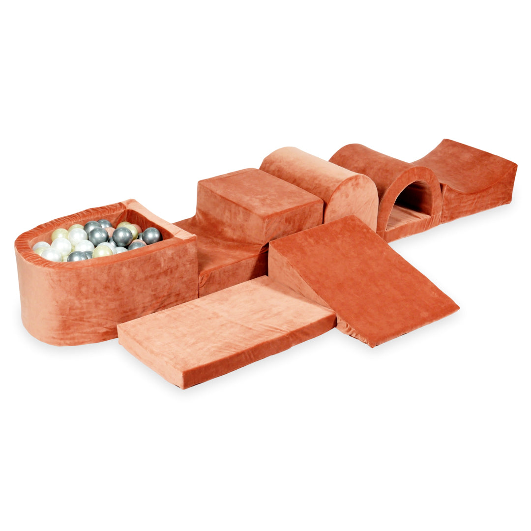 Plus grande aire de jeux en mousse avec piscine micro velvet soft canyon clay + 100 balles