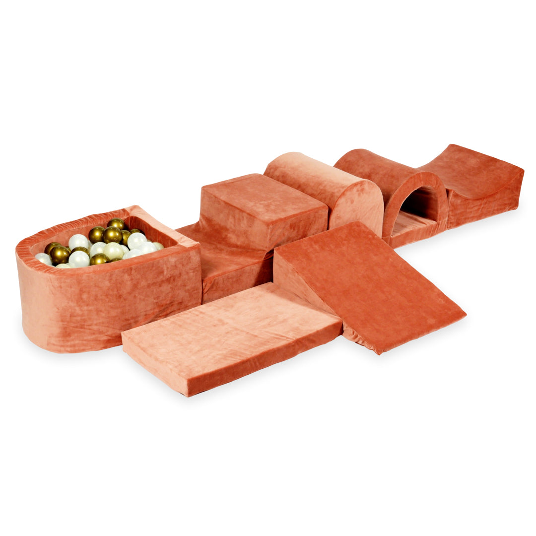 Plus grande aire de jeux en mousse avec piscine micro velvet soft canyon clay + 100 balles