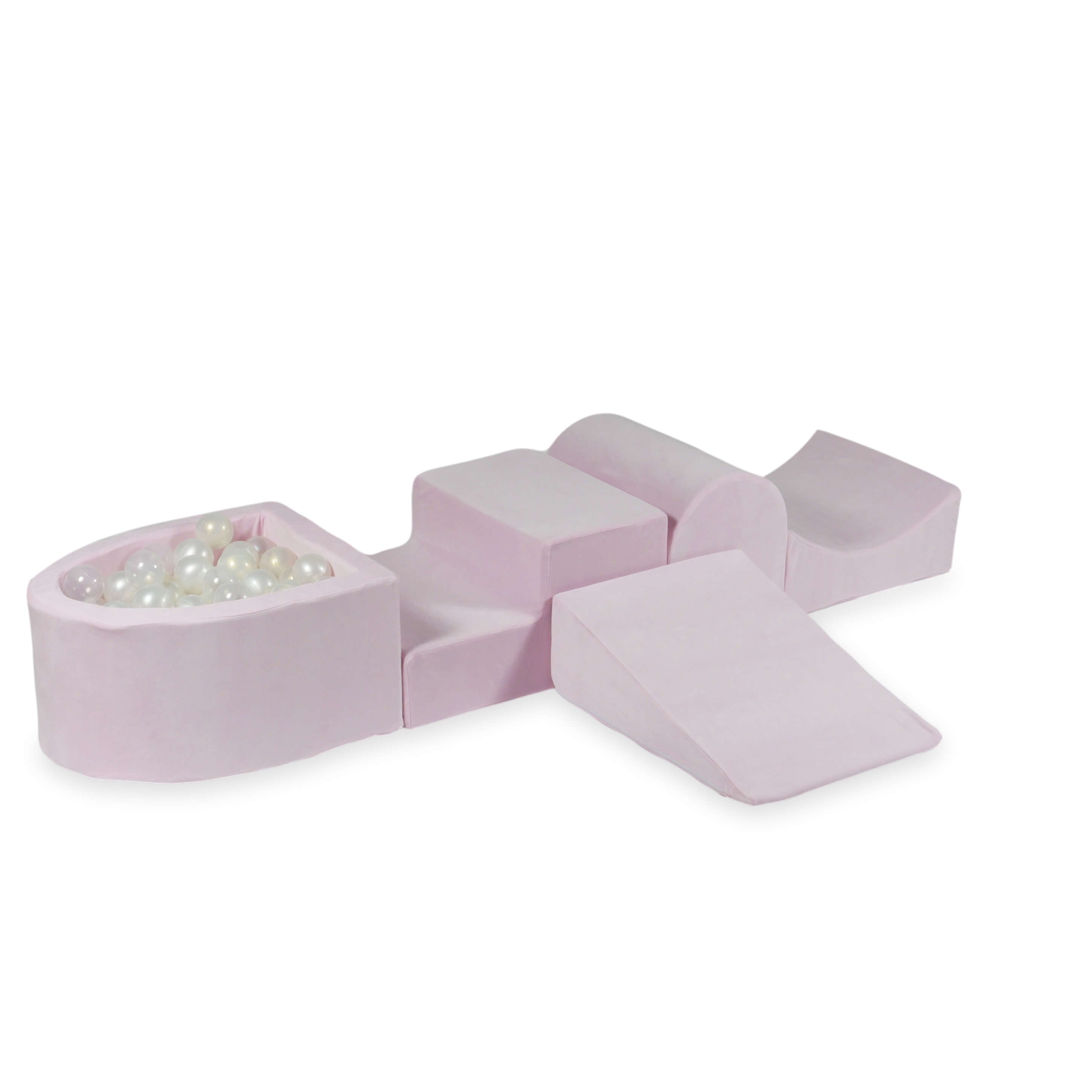 Aire de jeux en mousse avec colline et piscine micro velvet soft light pink + 100 balles
