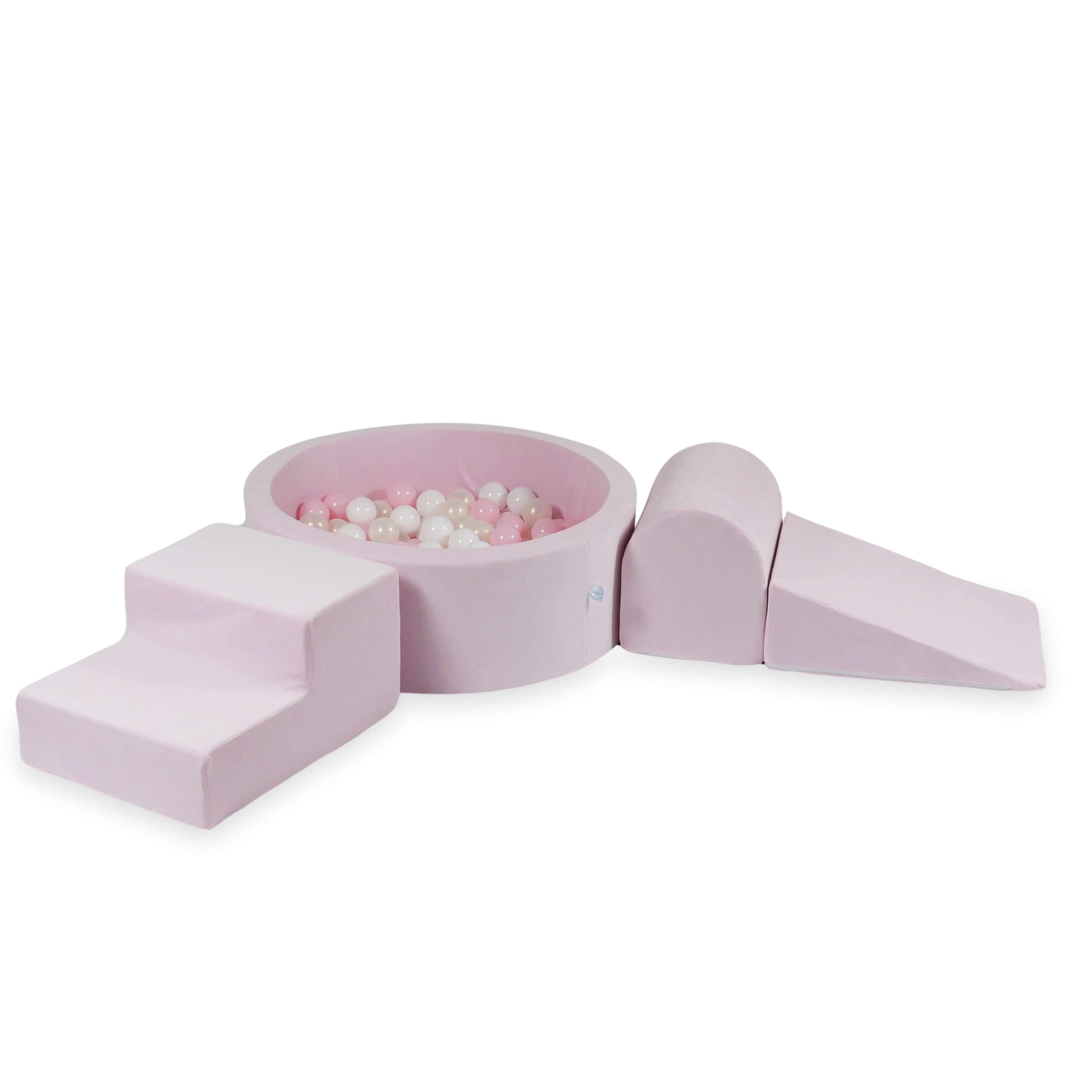 Aire de jeux en mousse avec piscine ronde 90x30 velvet soft light pink + 200 balles