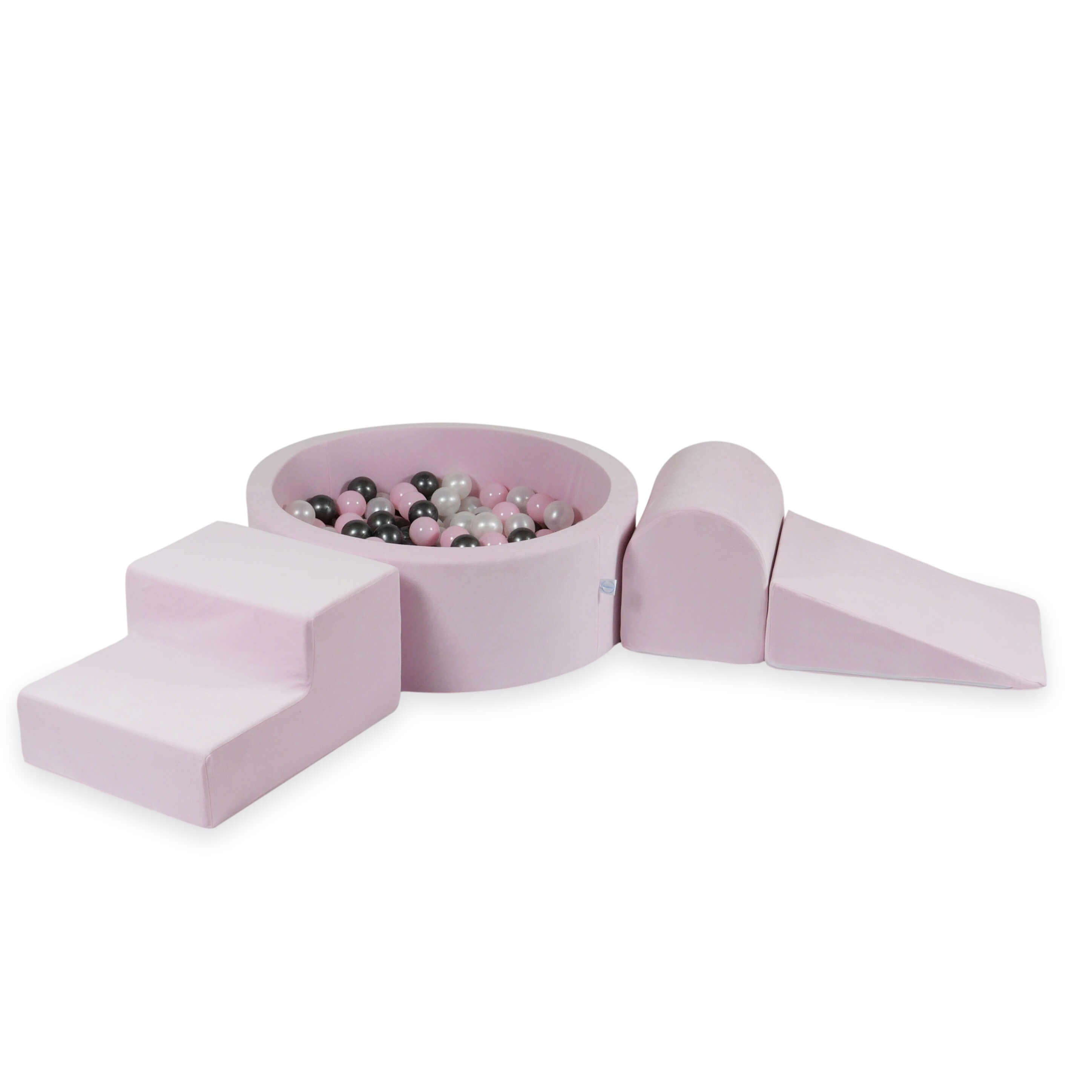 Aire de jeux en mousse avec piscine ronde 90x30 velvet soft light pink + 200 balles