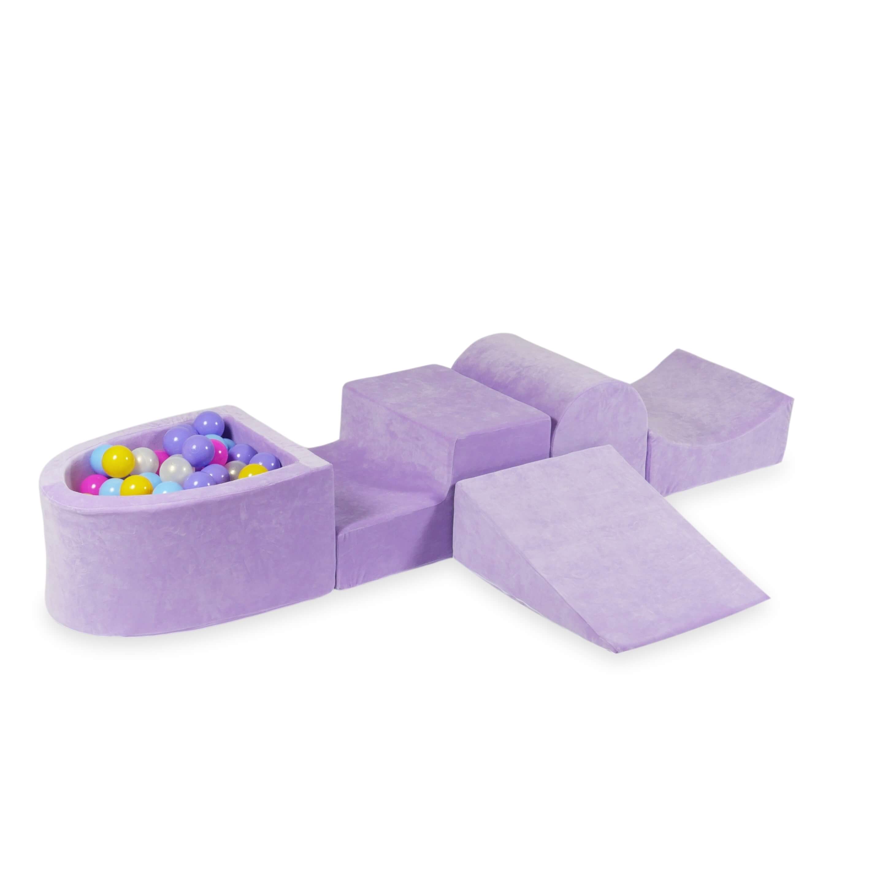 Aire de jeux en mousse avec colline et piscine micro lilac + 100 balles