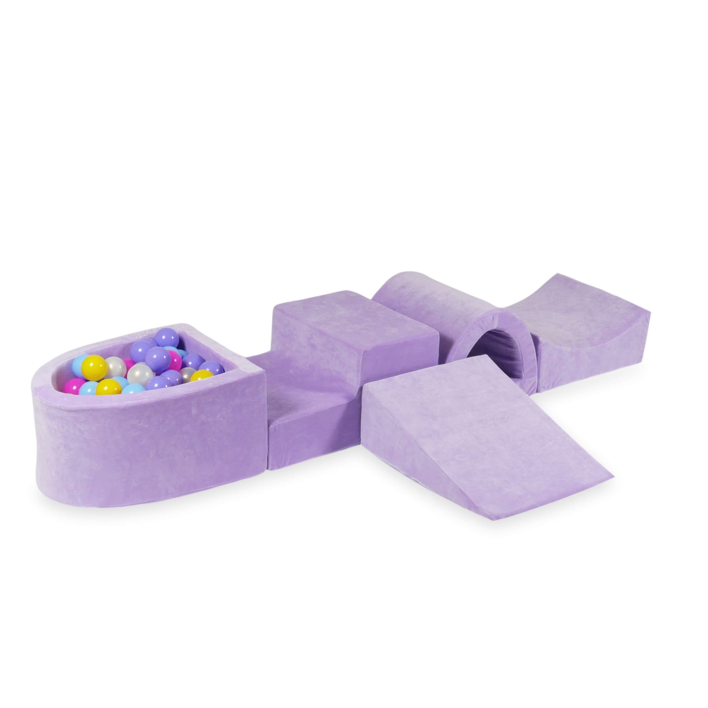 Aire de jeux en mousse avec pont et piscine micro lilac + 100 balles
