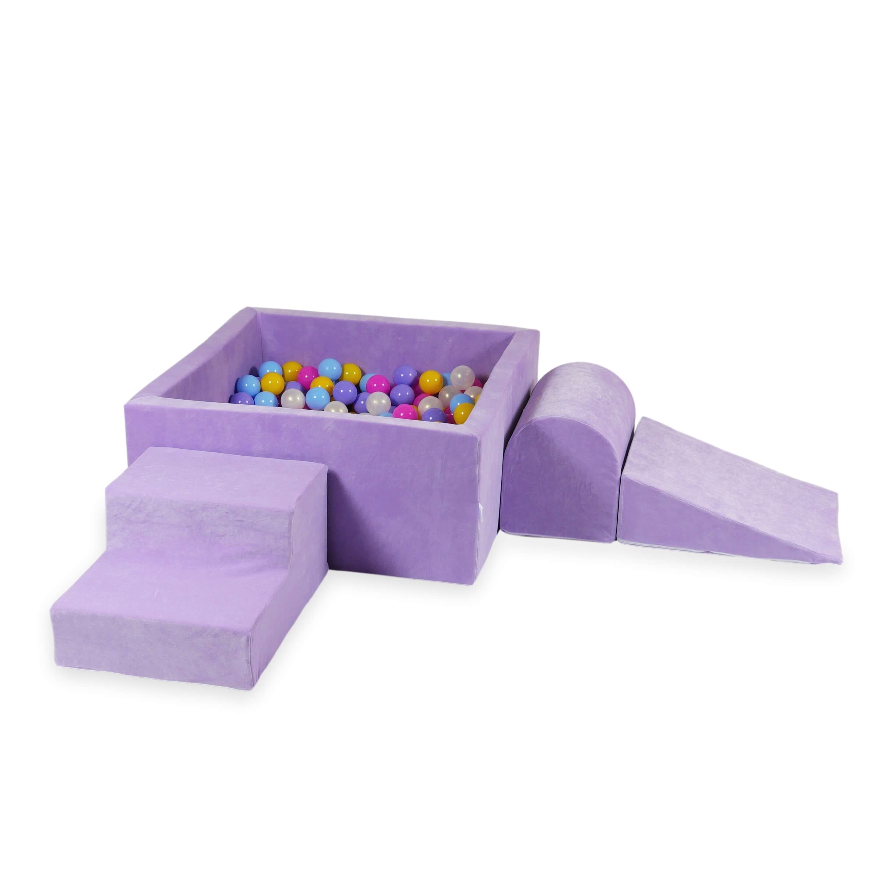 Aire de jeux en mousse avec piscine à balles carrée set de jeu enfant 90x90x40 lilac + 400 balles