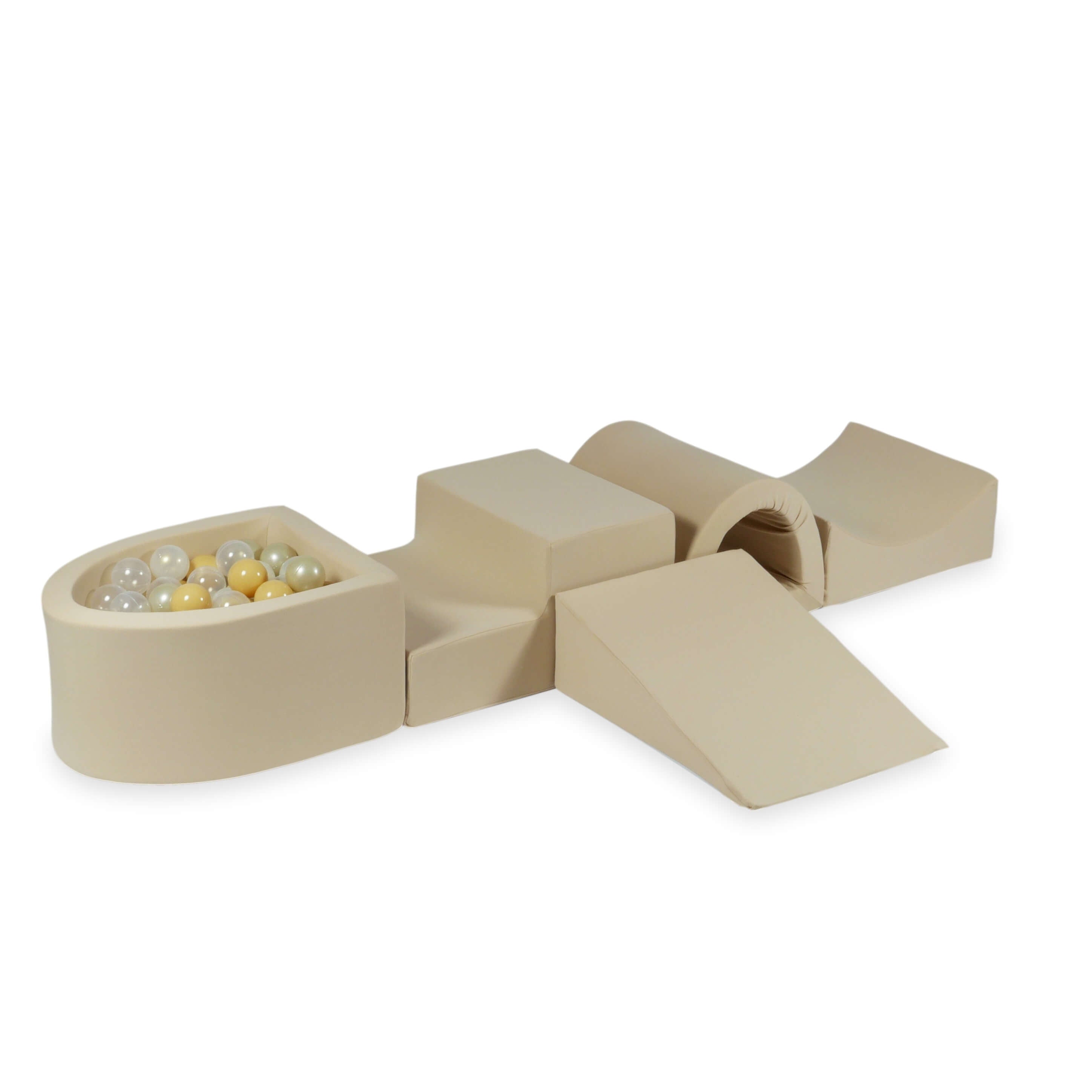 Aire de jeux en mousse avec pont et piscine micro beige