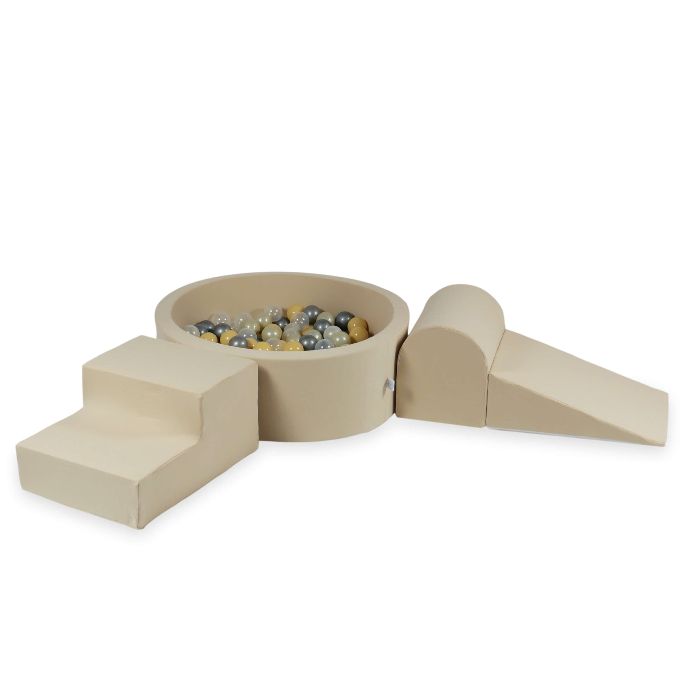 Aire de jeux en mousse avec piscine ronde 90x30 beige + 200 balles