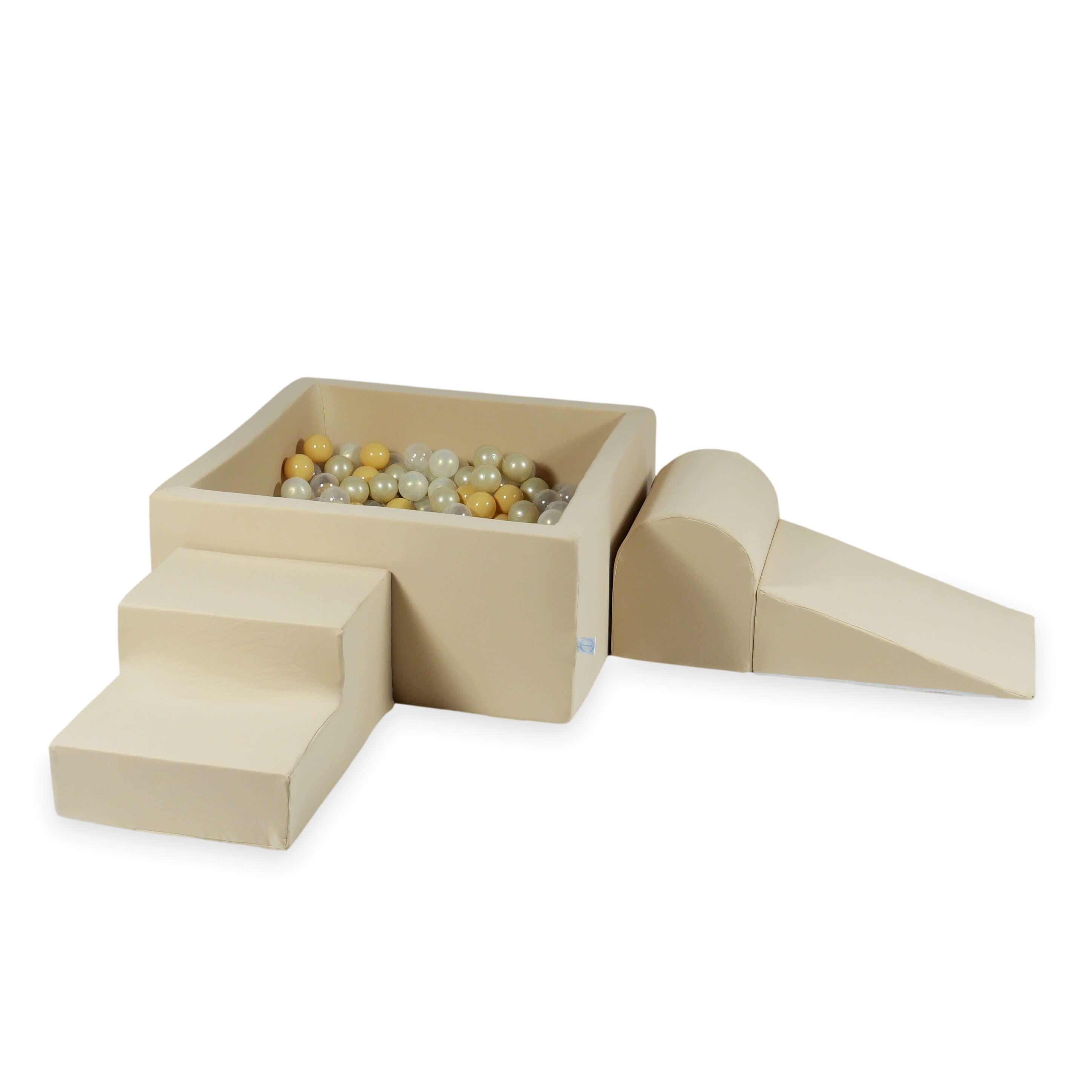 Aire de jeux en mousse avec piscine à balles carrée set de jeu enfant 90x90x40 beige + 400 balles