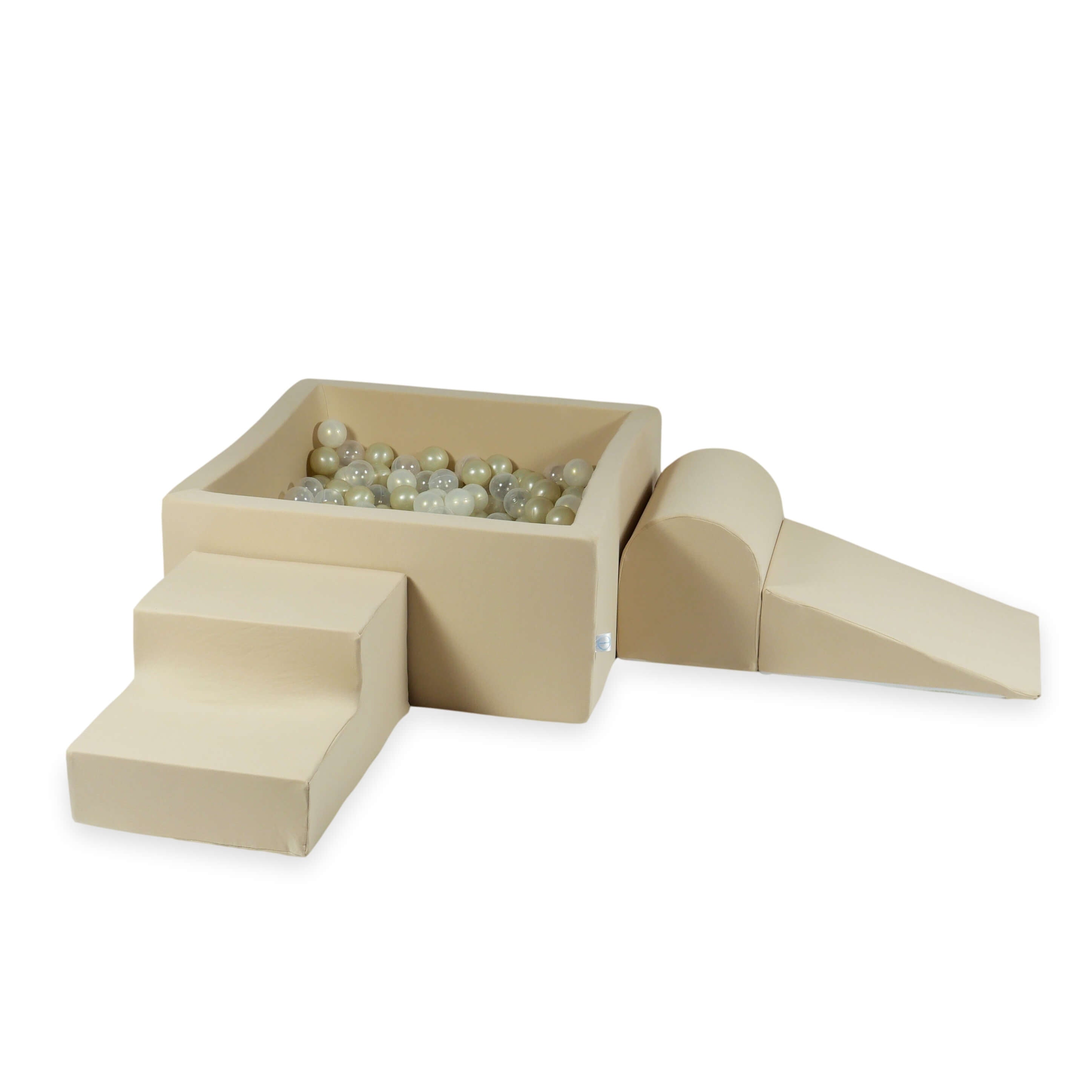 Aire de jeux en mousse avec piscine à balles carrée set de jeu enfant 90x90x40 beige + 400 balles