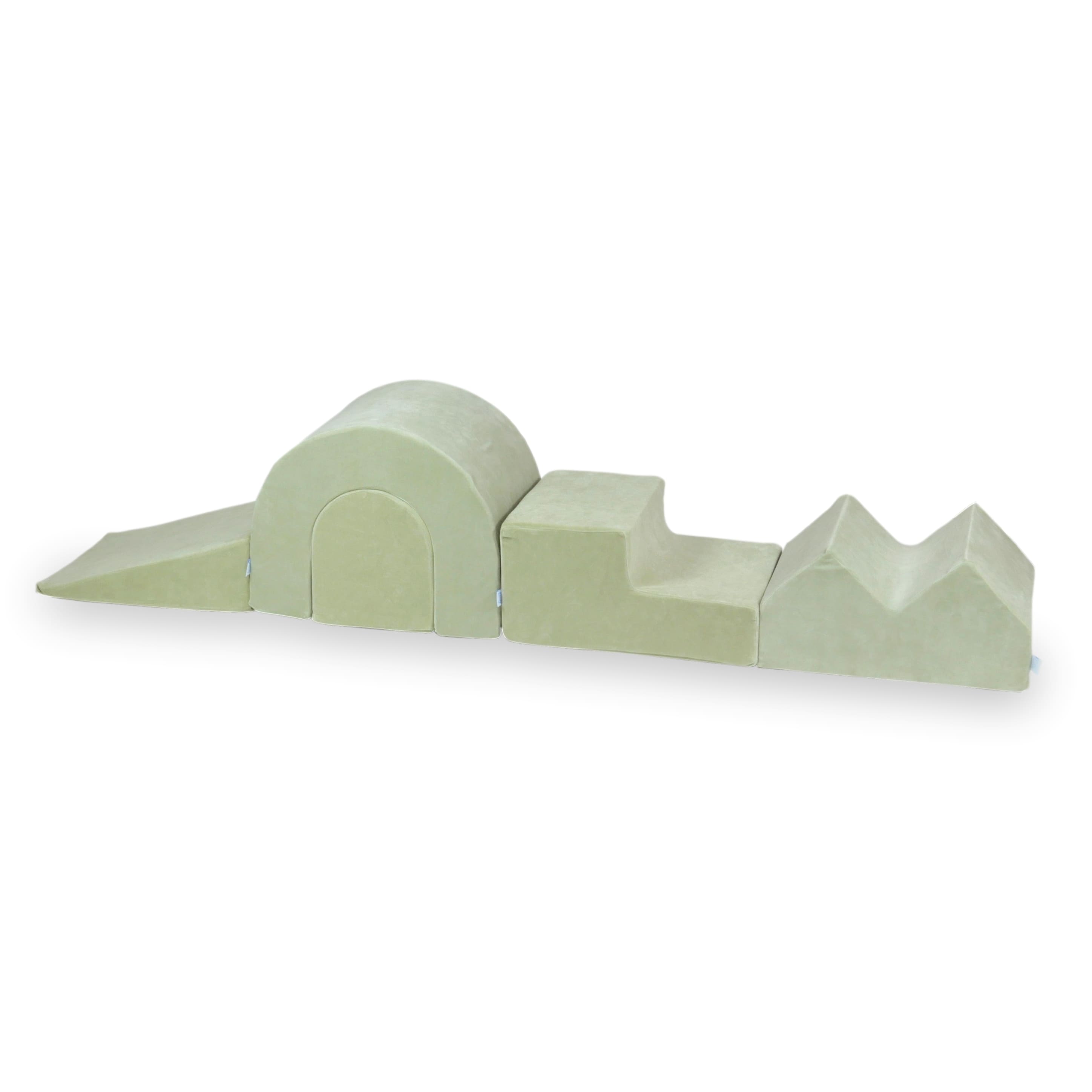 Aire de jeux en mousse avec piscine ronde 90x30 velvet soft pistachio + 5 éléments + 200 balles