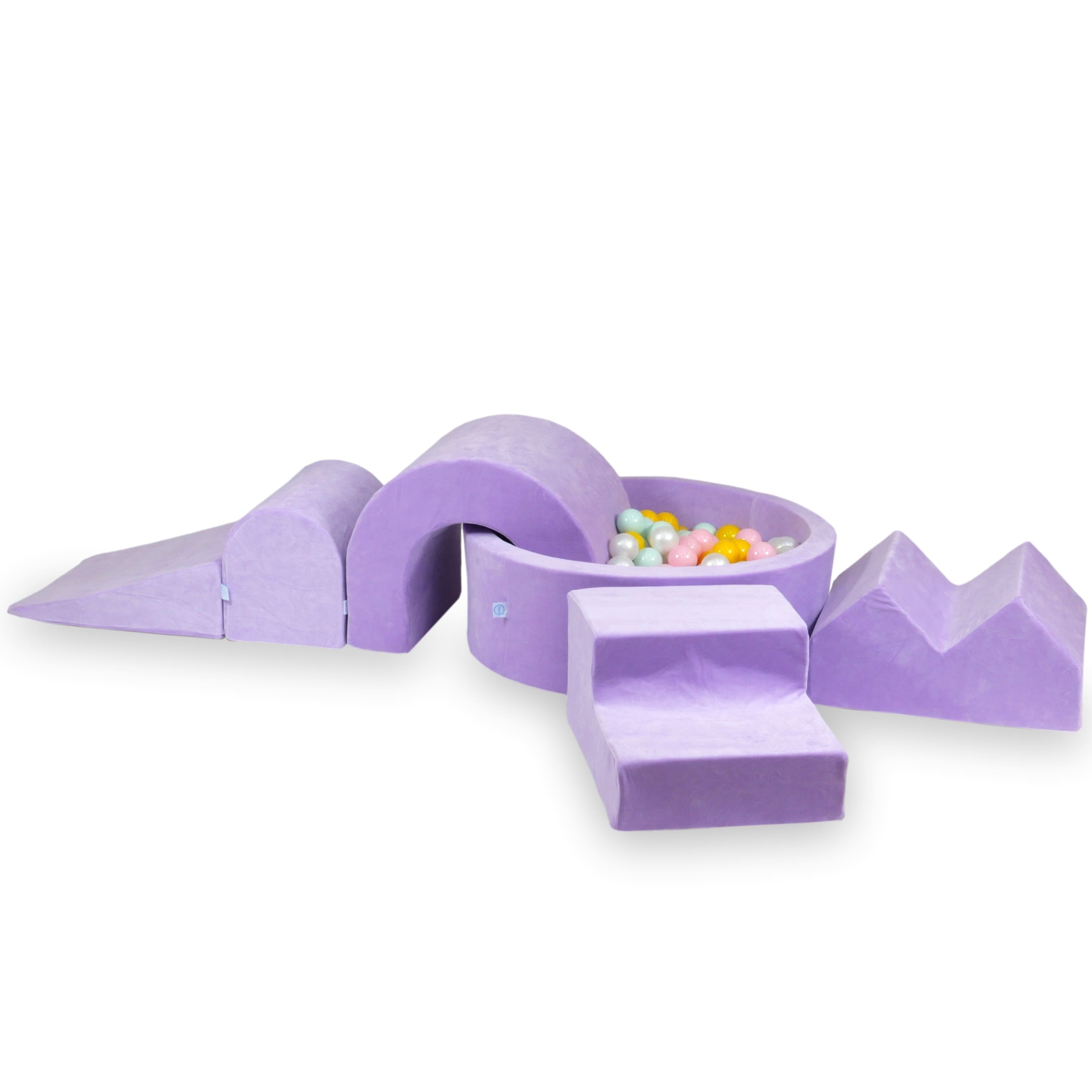 Aire de jeux en mousse avec piscine ronde 90x30 lilac + 5 éléments + 200 balles