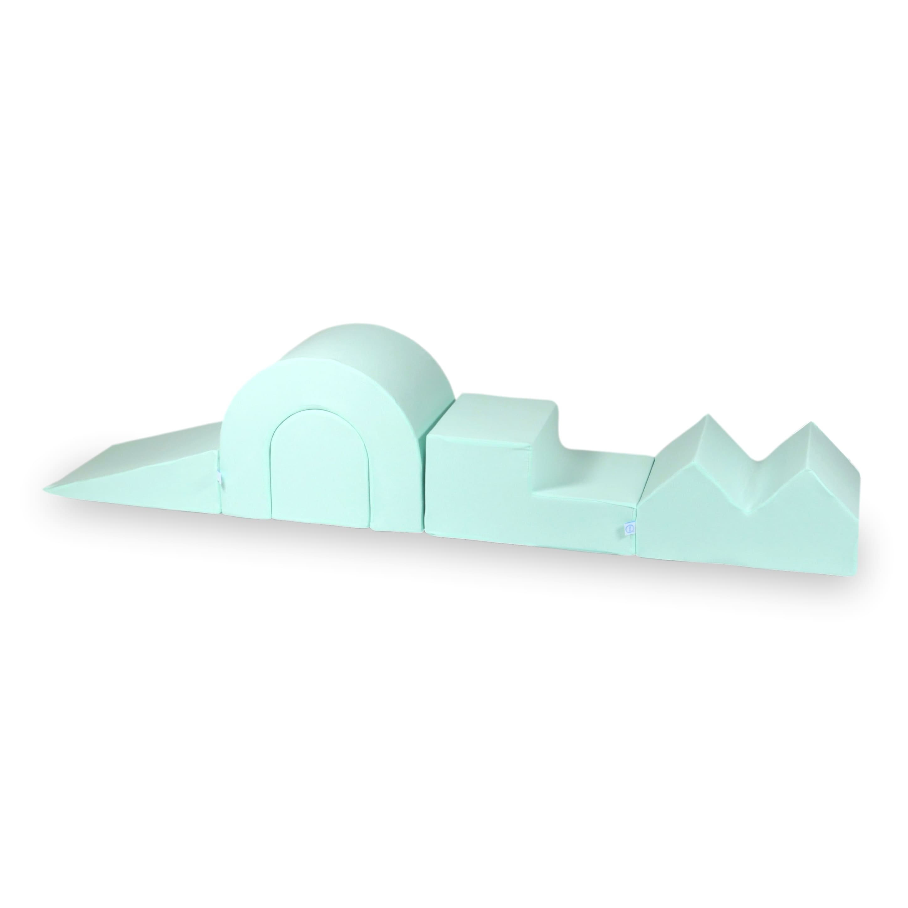 Aire de jeux en mousse avec piscine ronde 90x30 menthe + 5 éléments + 200 balles
