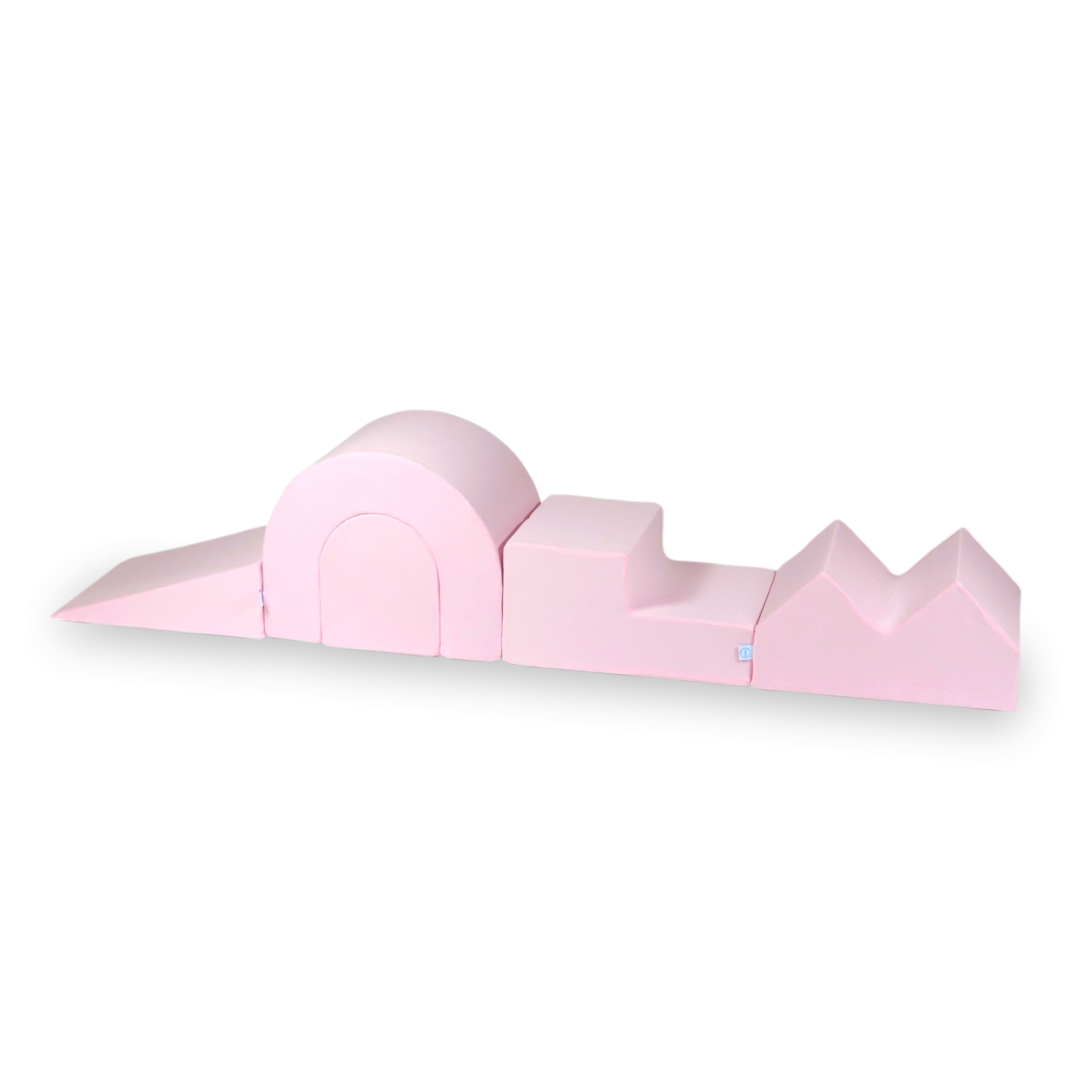 Aire de jeux en mousse avec piscine ronde 90x30 rose poudré + 5 éléments + 200 balles
