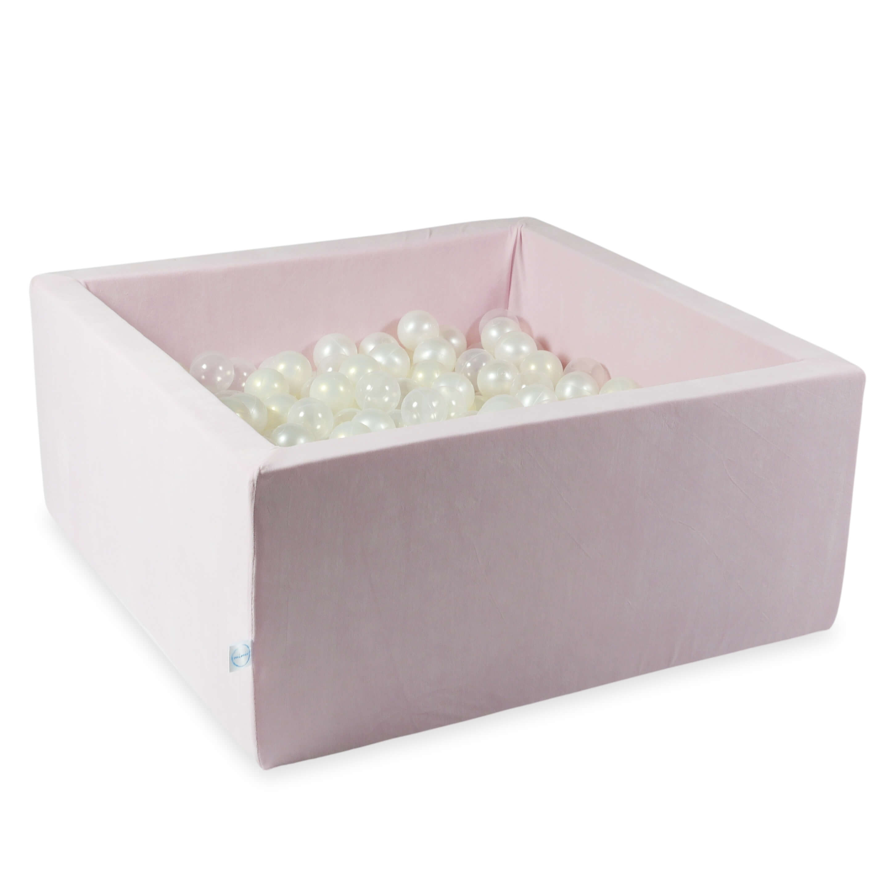 Piscine à balles carrée 90x90x40 cm en velvet soft Light Pink, 400 balles