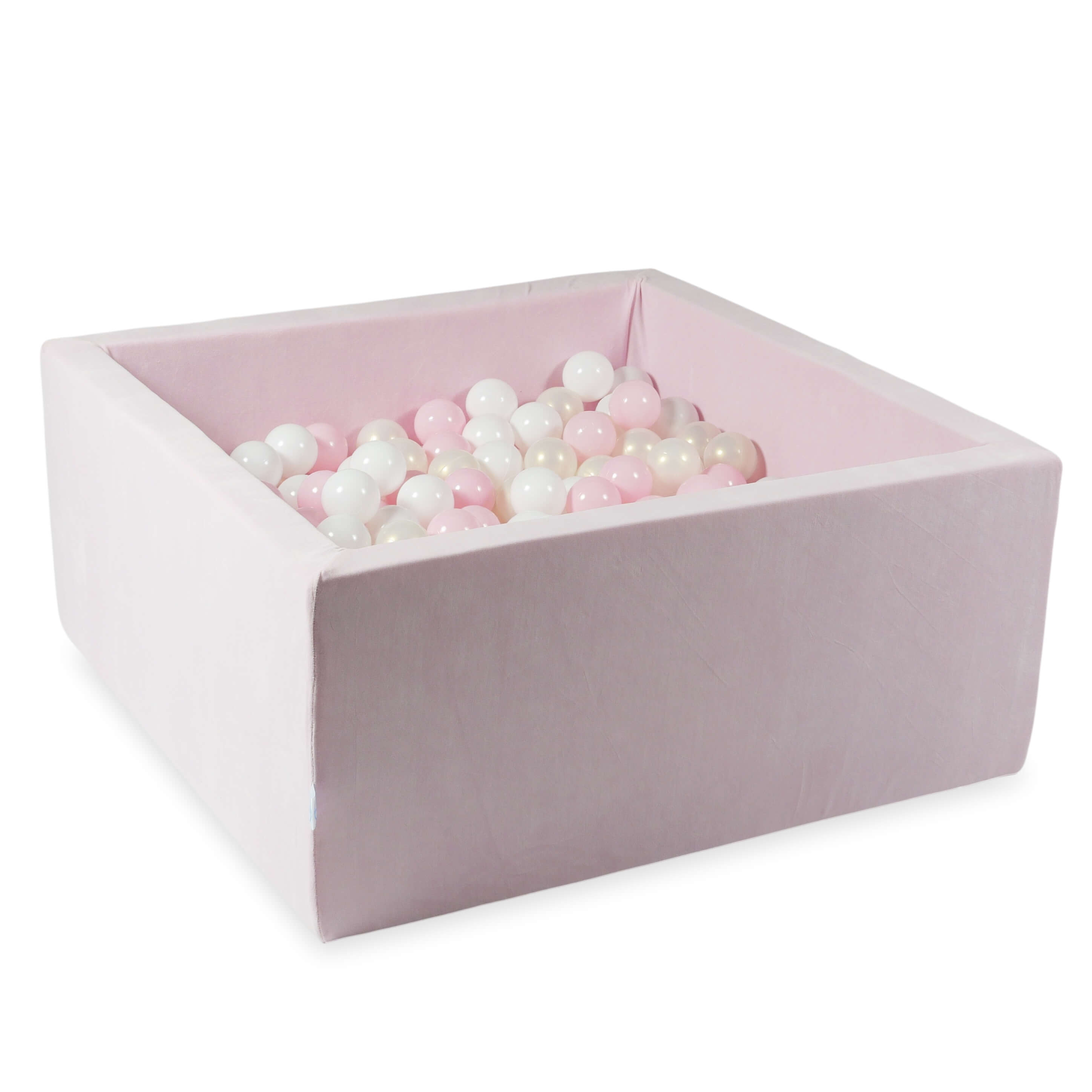 Piscine à balles carrée 90x90x40 cm en velvet soft Light Pink, 400 balles