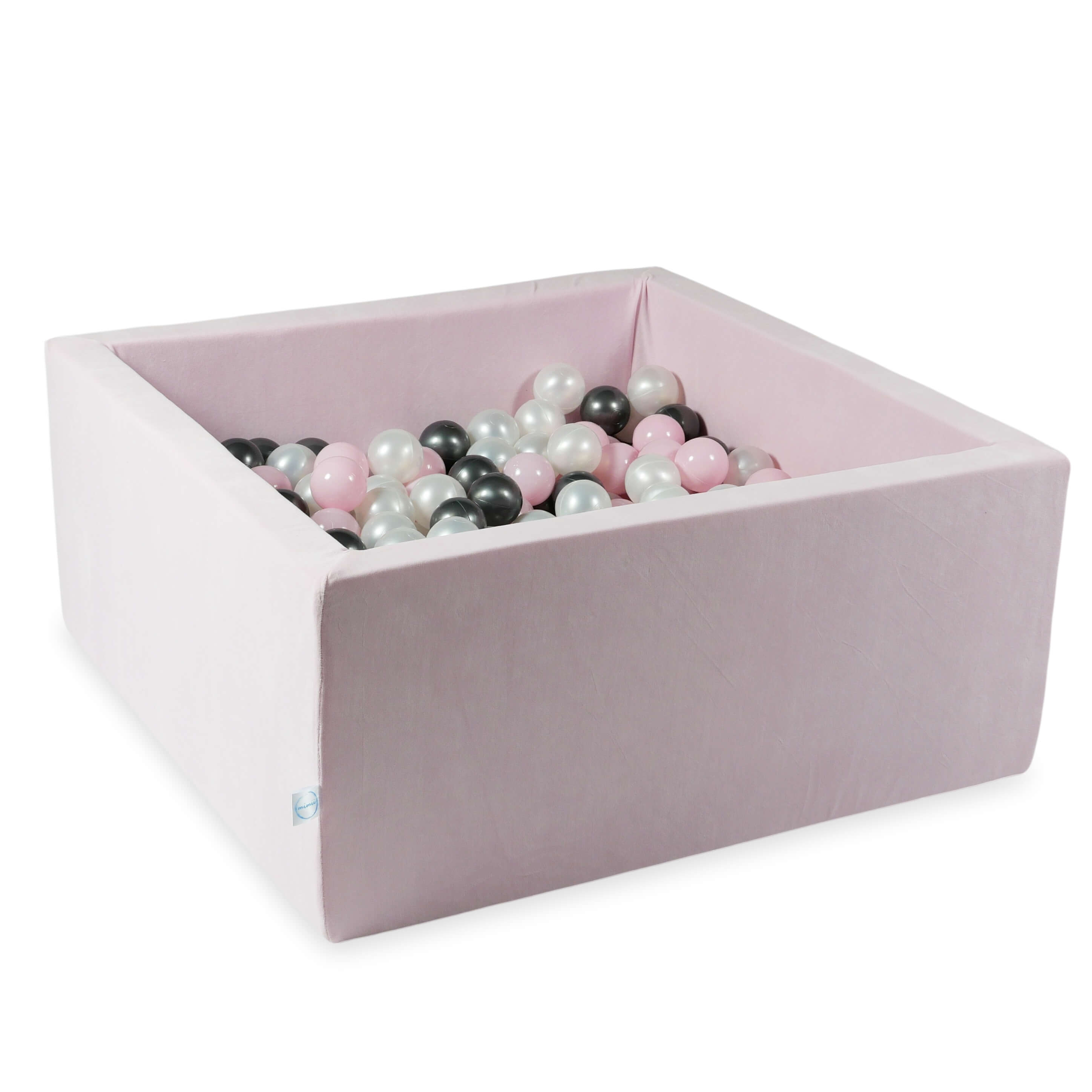 Piscine à balles carrée 90x90x40 cm en velvet soft Light Pink, 400 balles