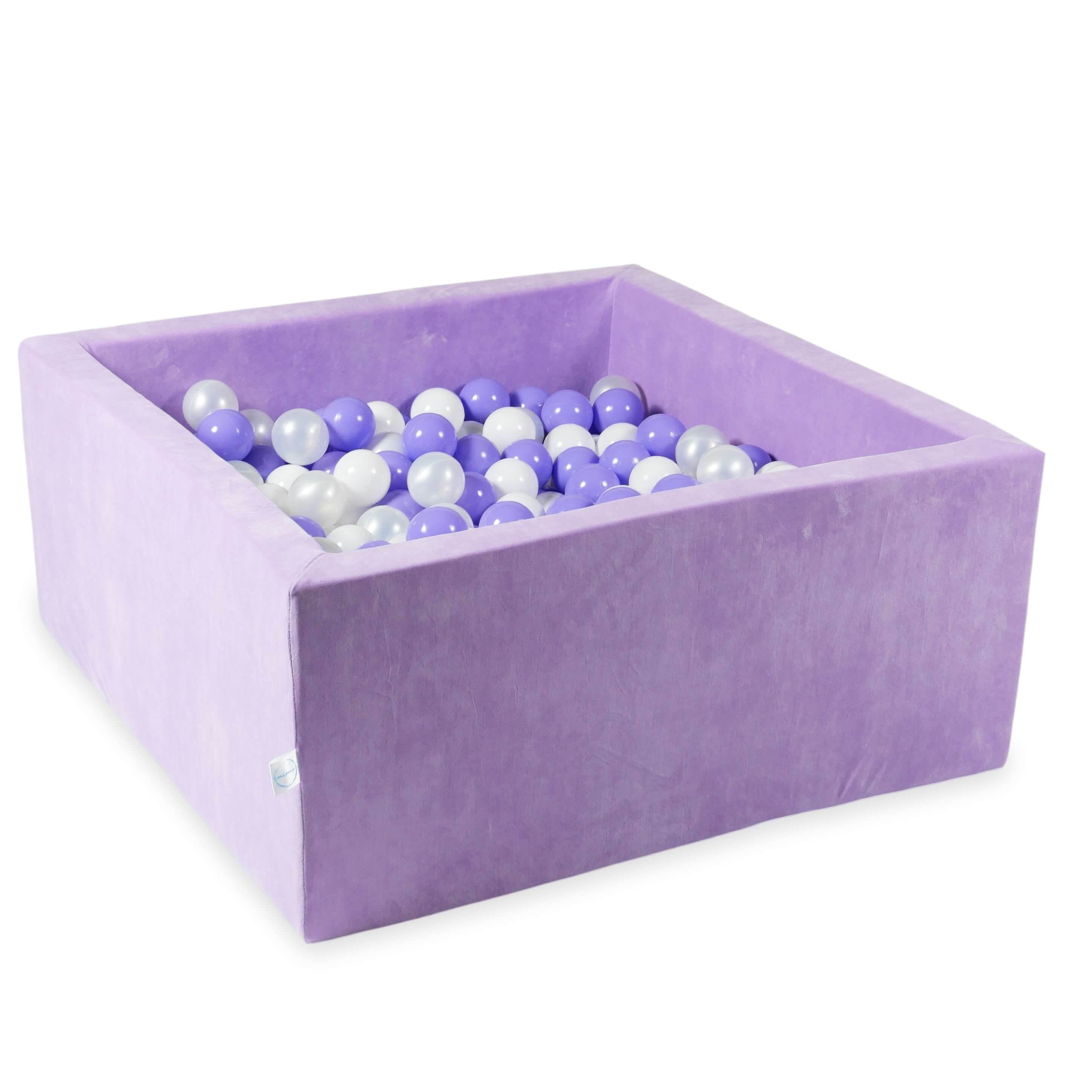 Piscine à balles carrée 90x90x40 cm en velvet soft Lilac, 400 balles