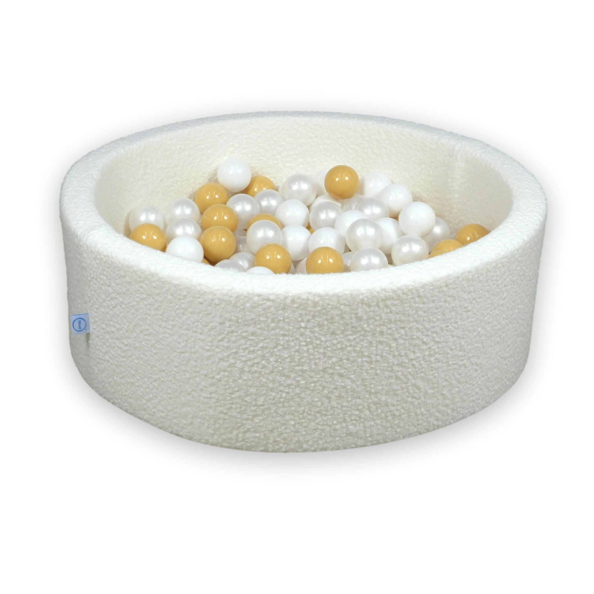 Piscine à balles en velours Boucle Blanc 90x30 cm avec 200 balles