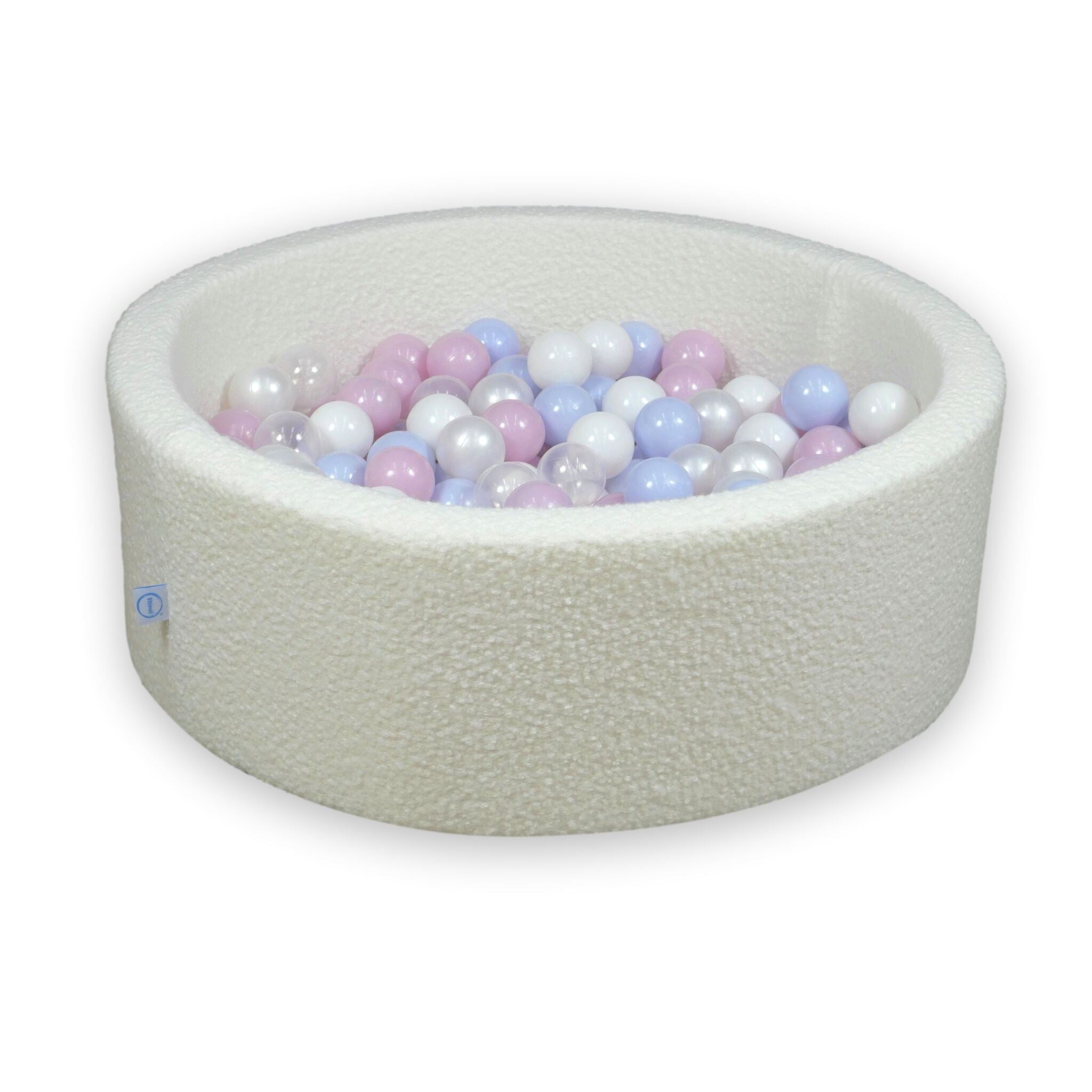 Piscine à balles en velours Boucle Blanc 90x30 cm avec 200 balles