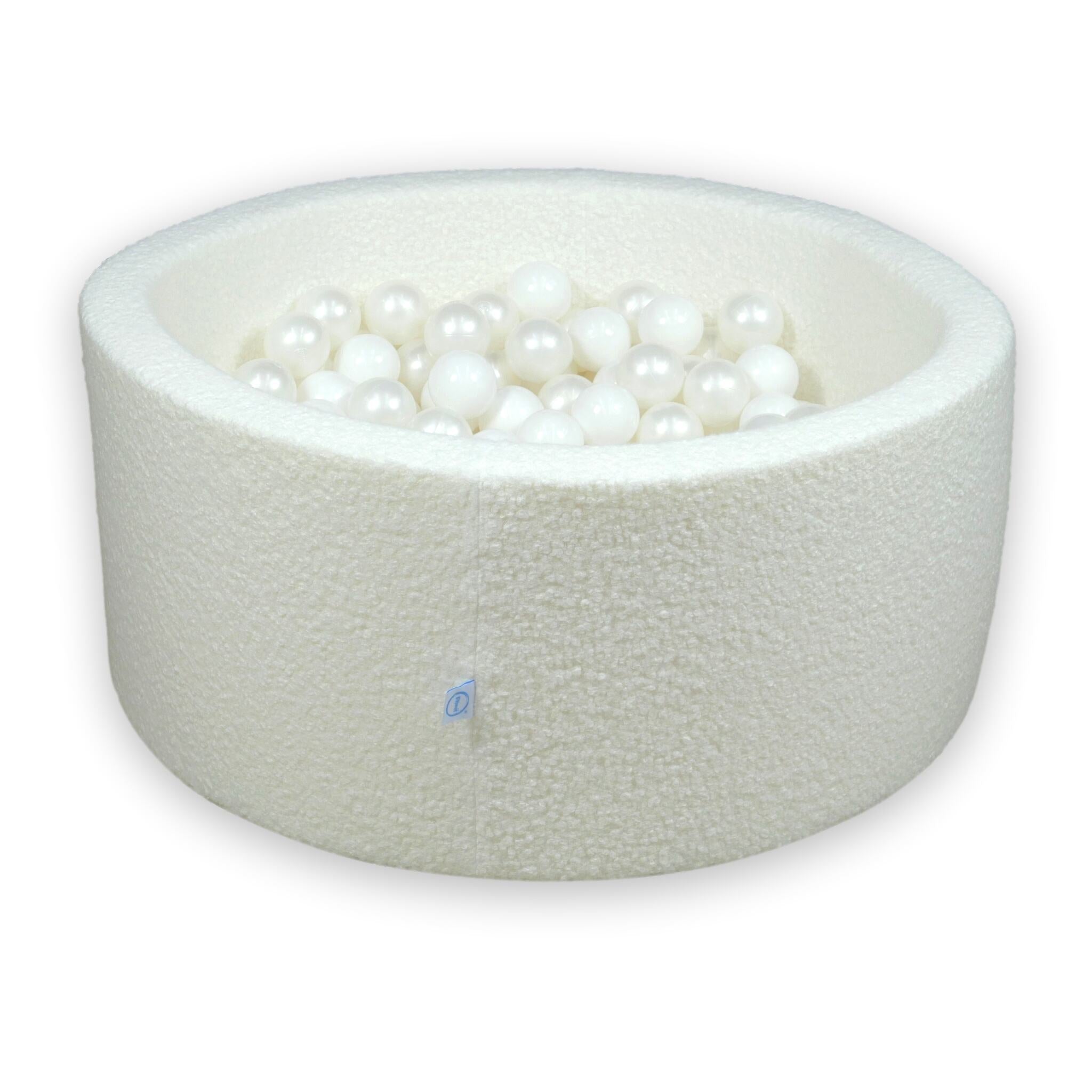 Piscine à balles en velours Boucle Blanc 90x40 cm avec 300 balles
