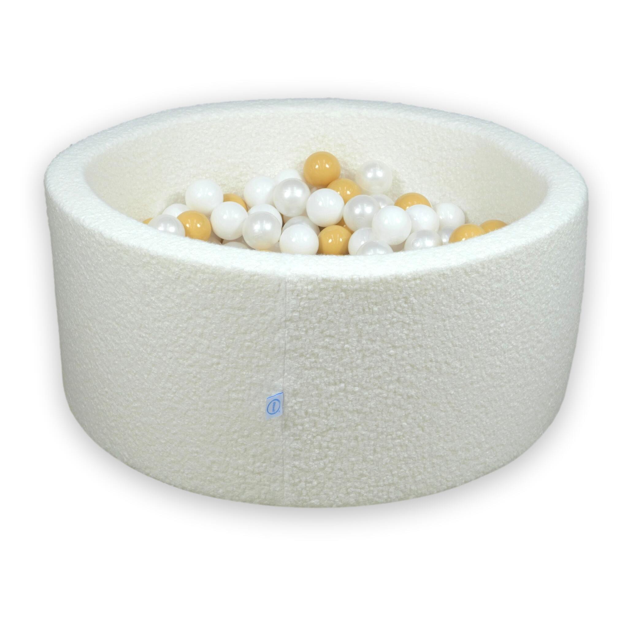 Piscine à balles en velours Boucle Blanc 90x40 cm avec 300 balles