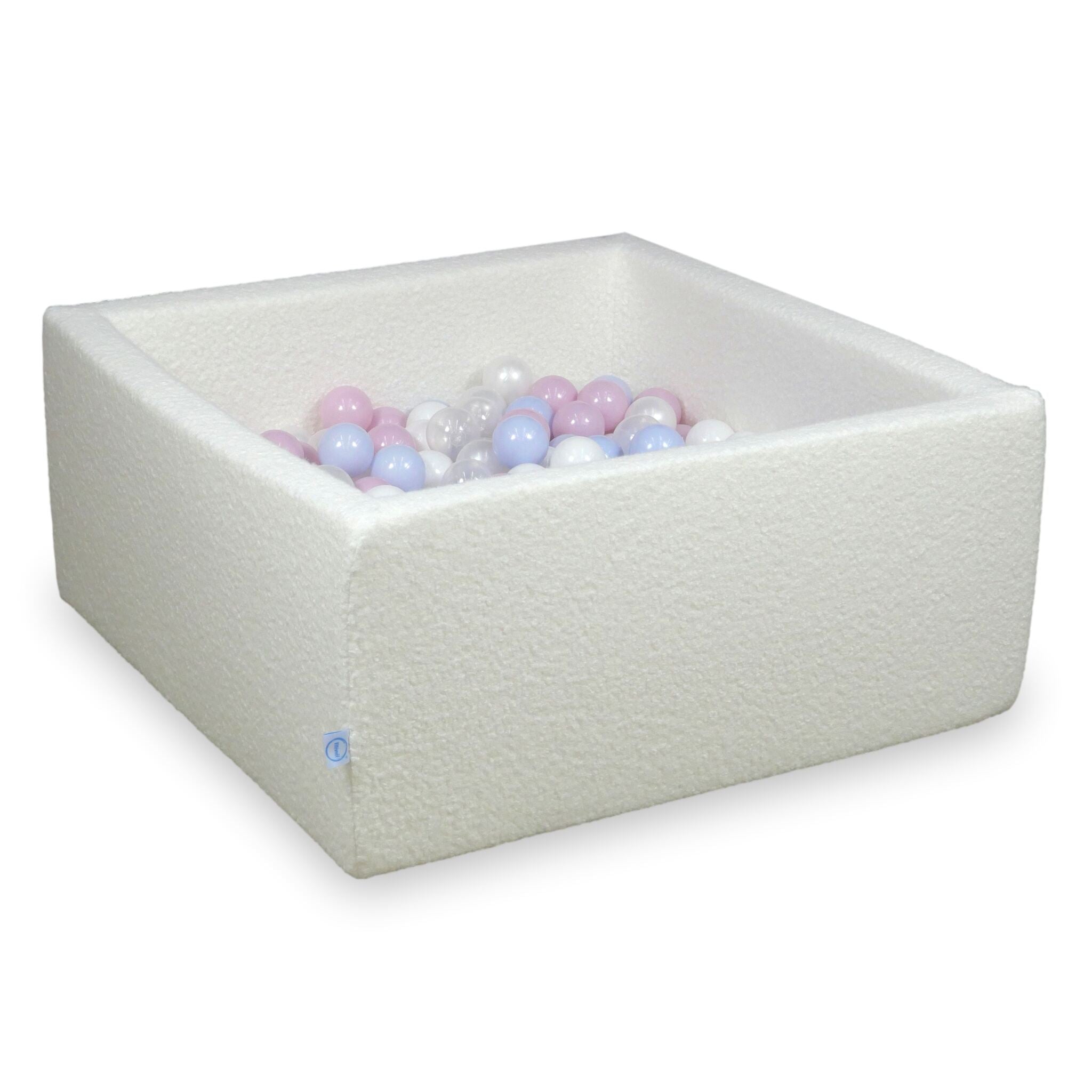 Piscine à Balles 90x90x40 Boucle Blanc balles 400 pcs (transparent, blanc, perle, rose perlé clair, bleu perlé clair)