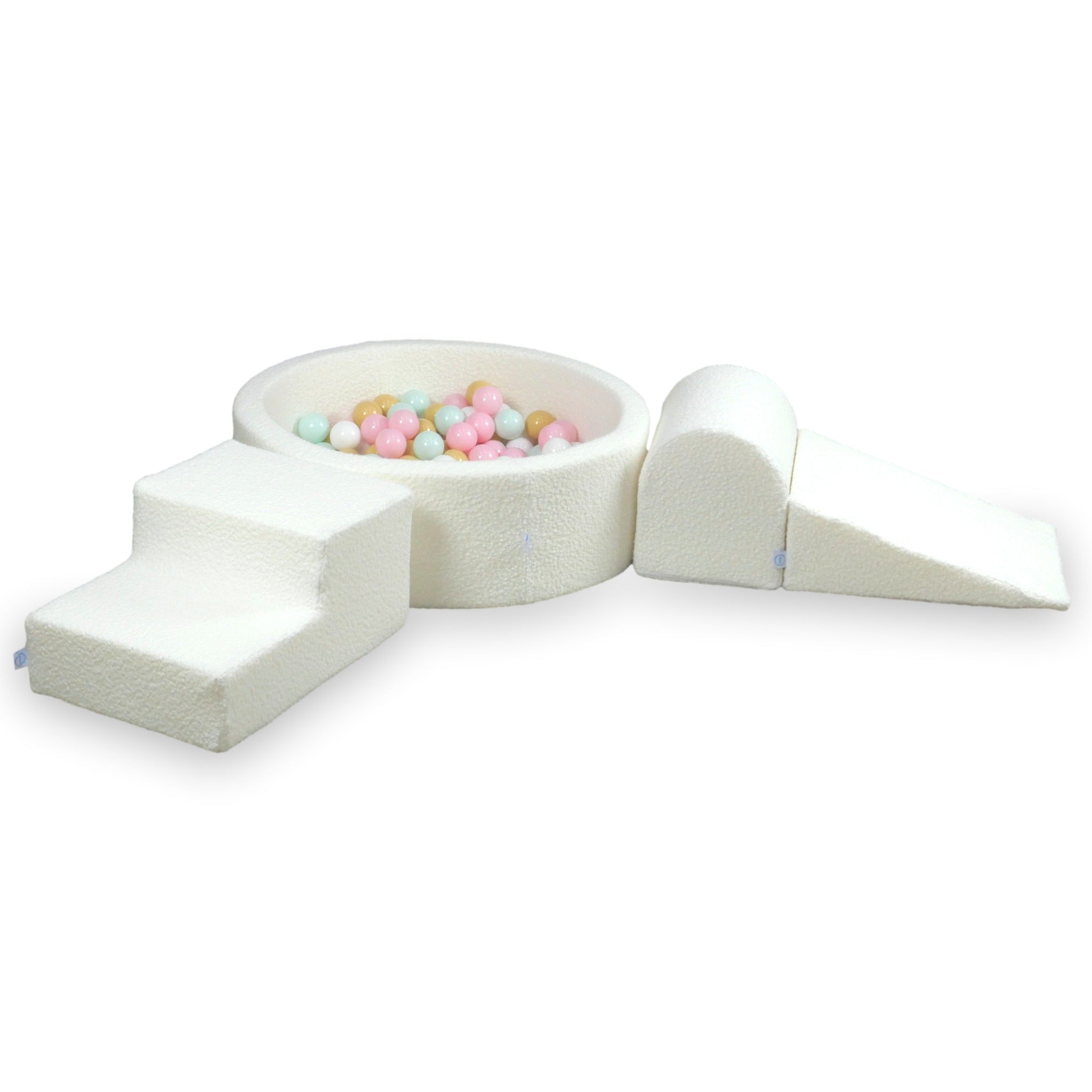 Aire de jeux en mousse avec piscine ronde 90x30 Boucle Blanc + 200 balles