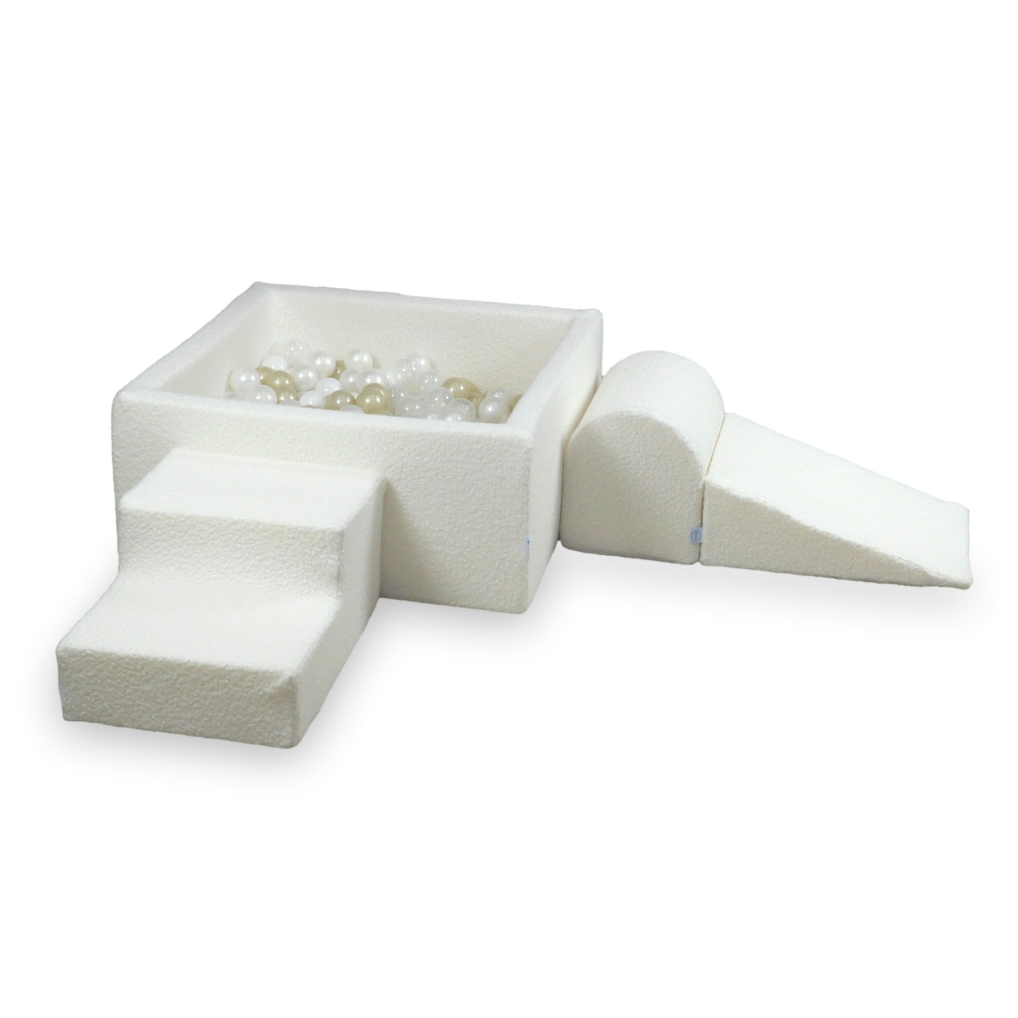 Aire de jeux en mousse avec piscine à balles carrée set de jeu enfant 90x90x40 Boucle Blanc + 400 balles