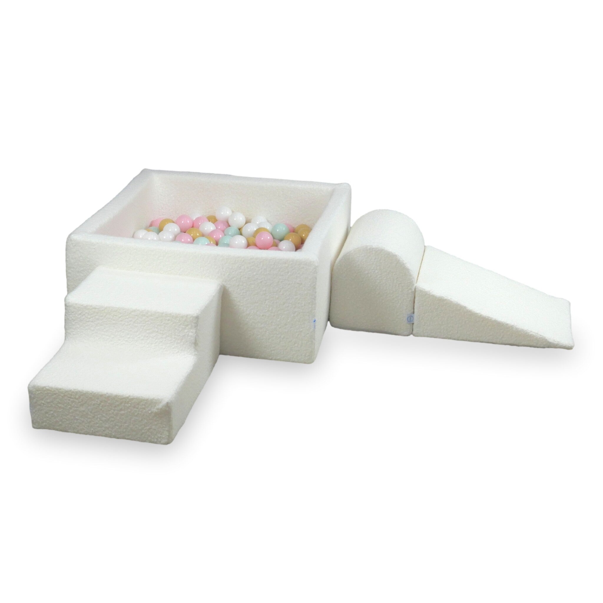 Aire de jeux en mousse avec piscine à balles carrée set de jeu enfant 90x90x40 Boucle Blanc + 400 balles