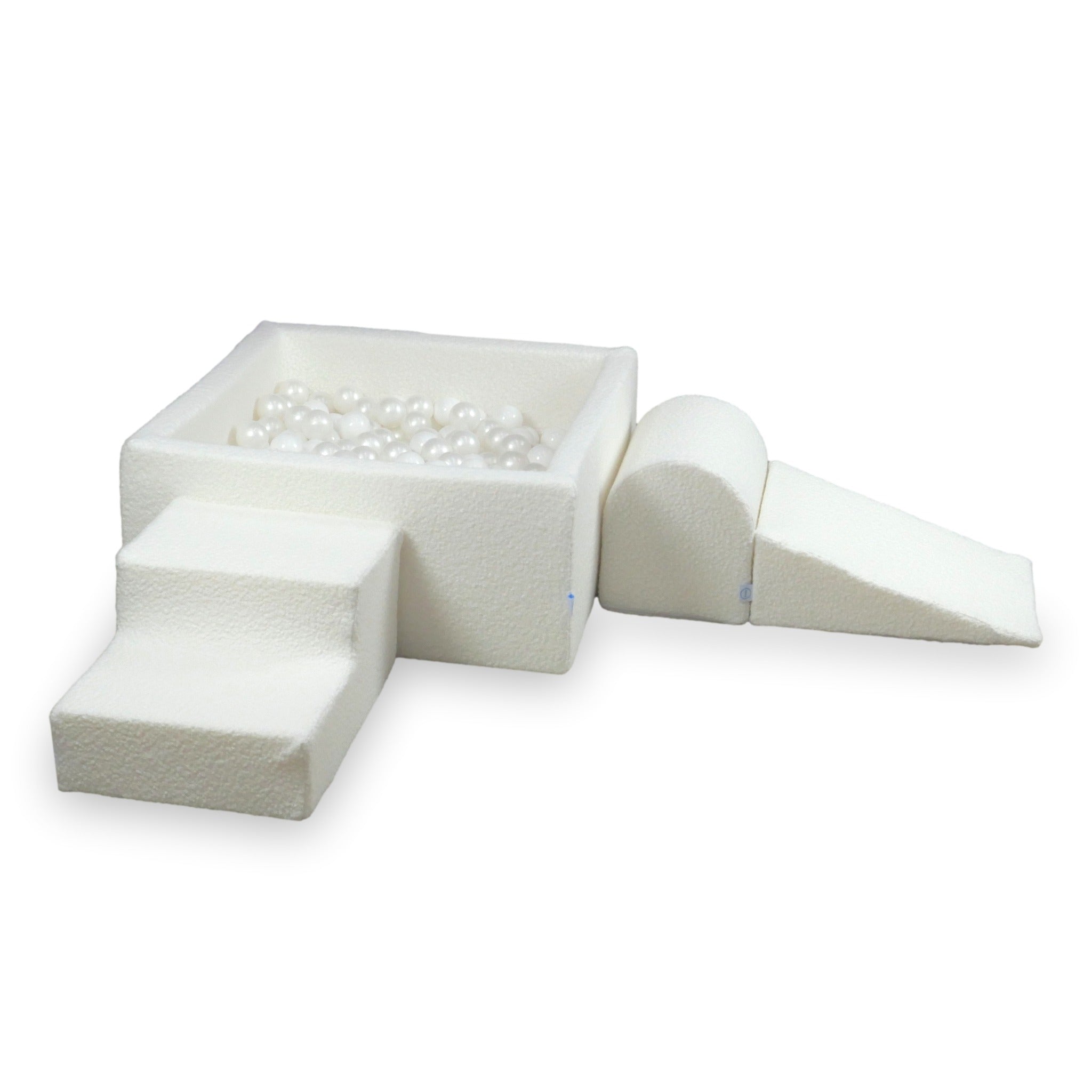 Aire de jeux en mousse avec piscine à balles carrée set de jeu enfant 90x90x40 Boucle Blanc + 400 balles