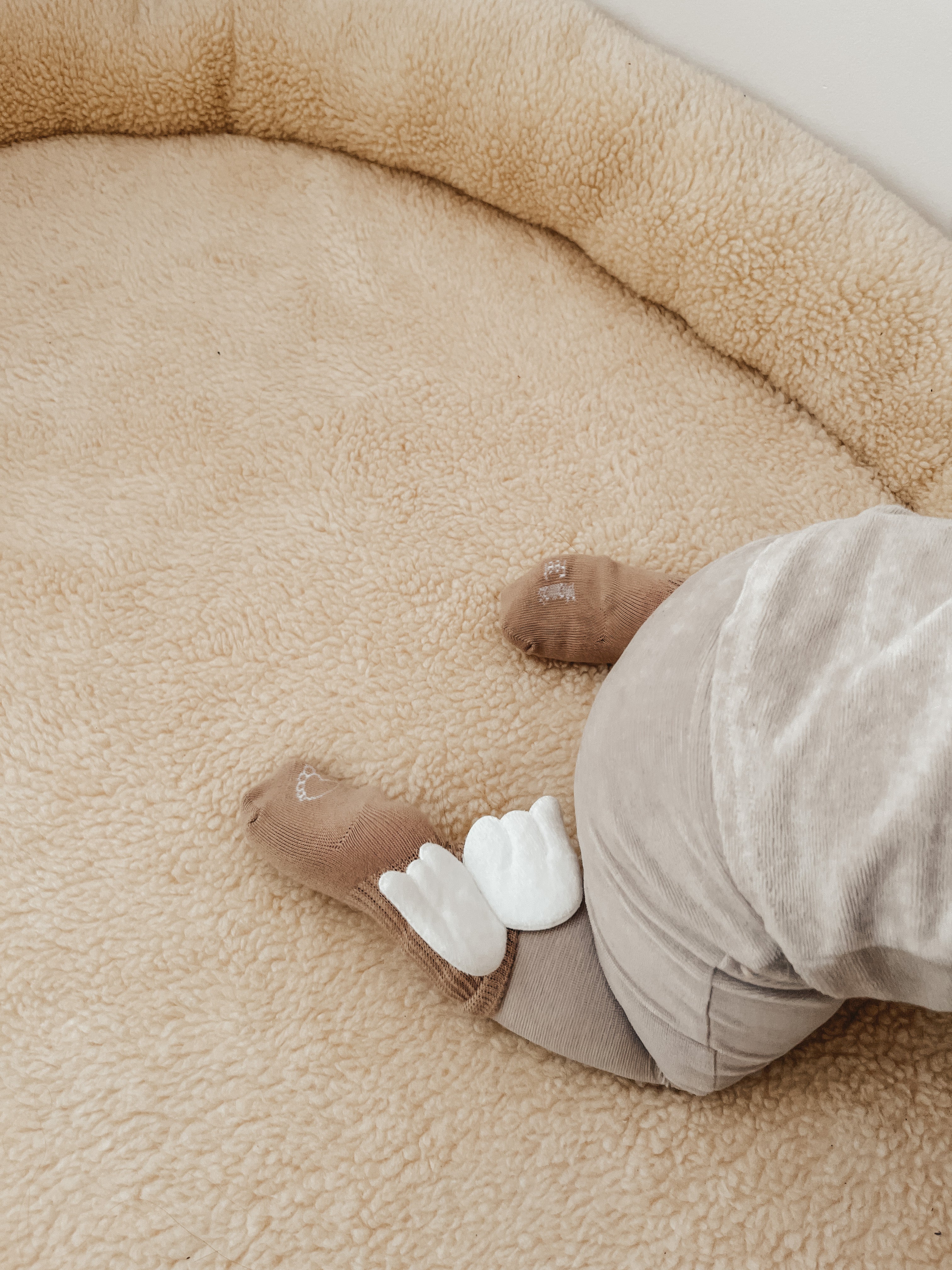 Tapis de jeu bébé nid 120 cm en teddy beige