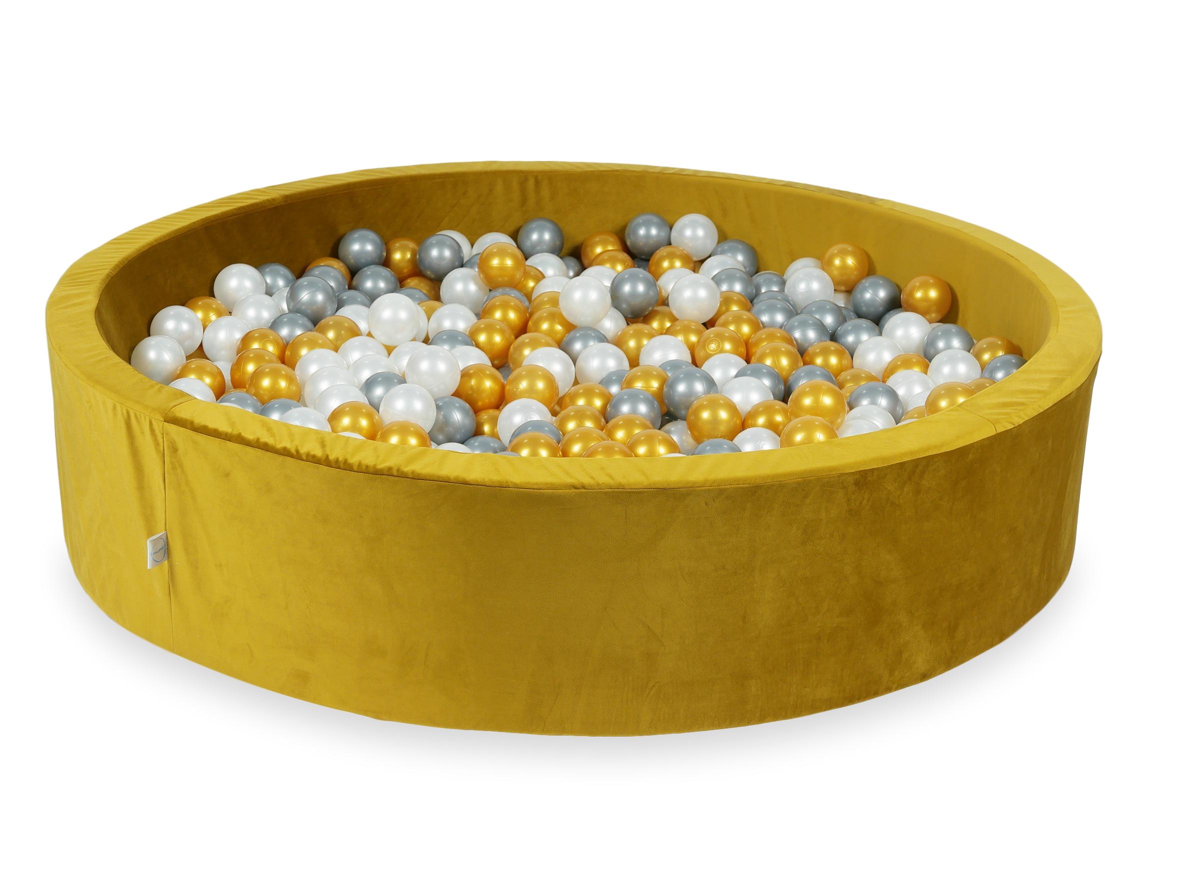 Piscine à balles en velours velvet dore 130x30 cm avec 600 balles