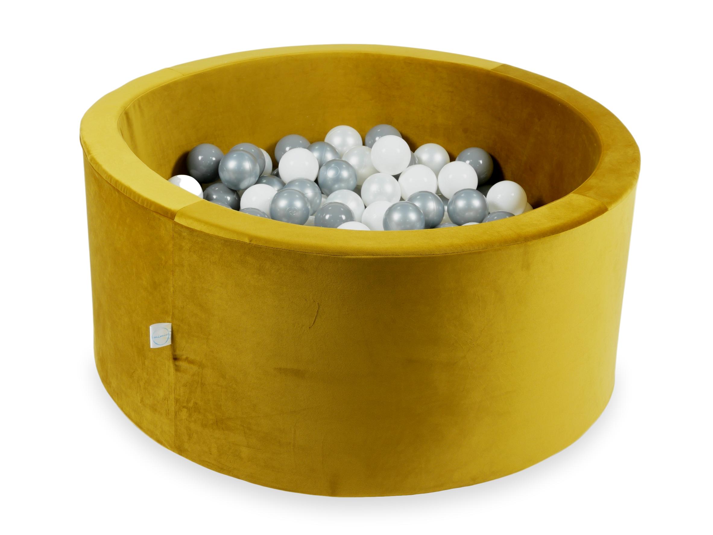 Piscine à balles en velours velvet dore 90x40 cm avec 300 balles