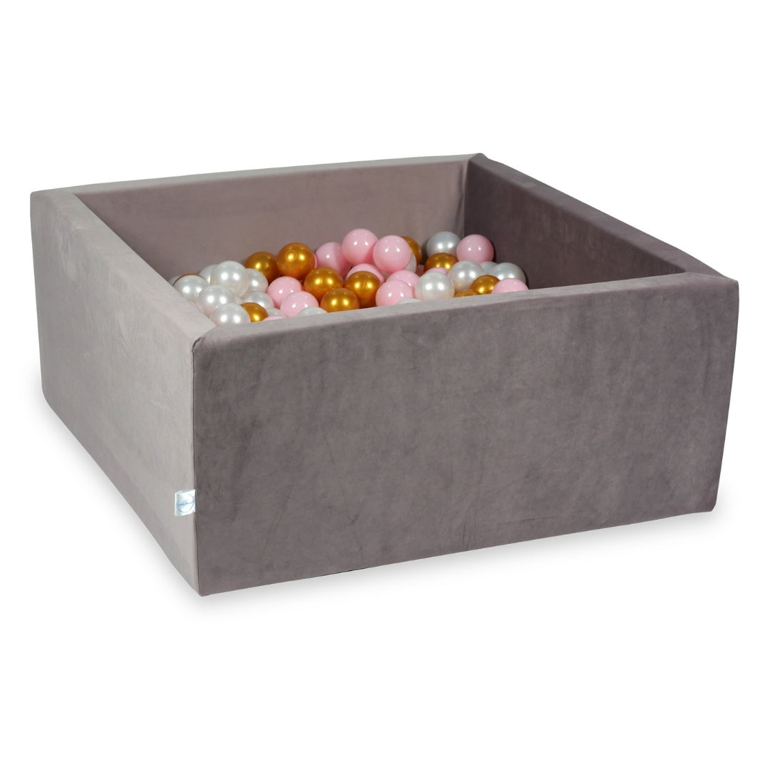 Piscine à balles carrée 90x90x40 cm en velours velvet Lilac, 400 balles